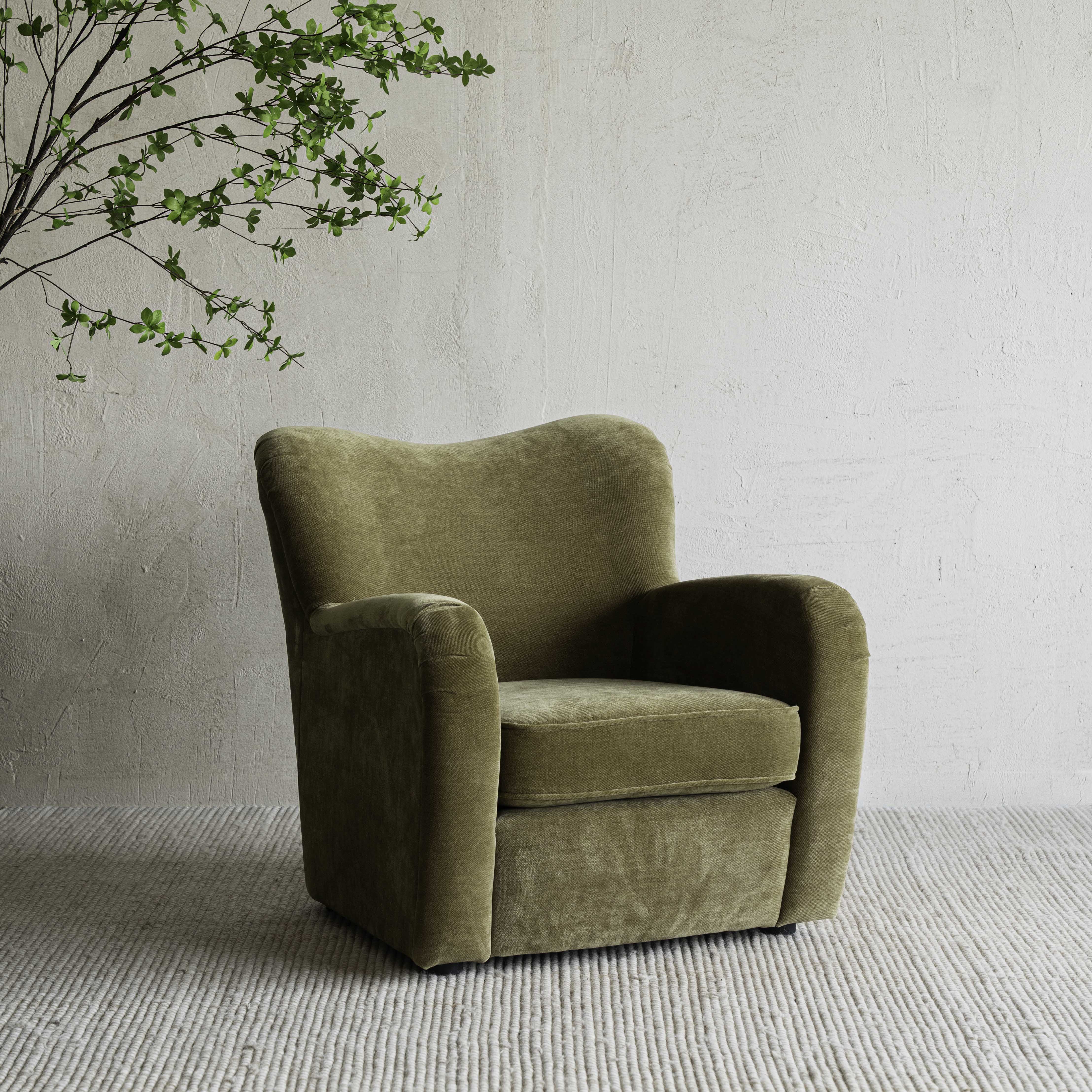 كرسي بذراعين دوار حديث من فيلورا - أخضر