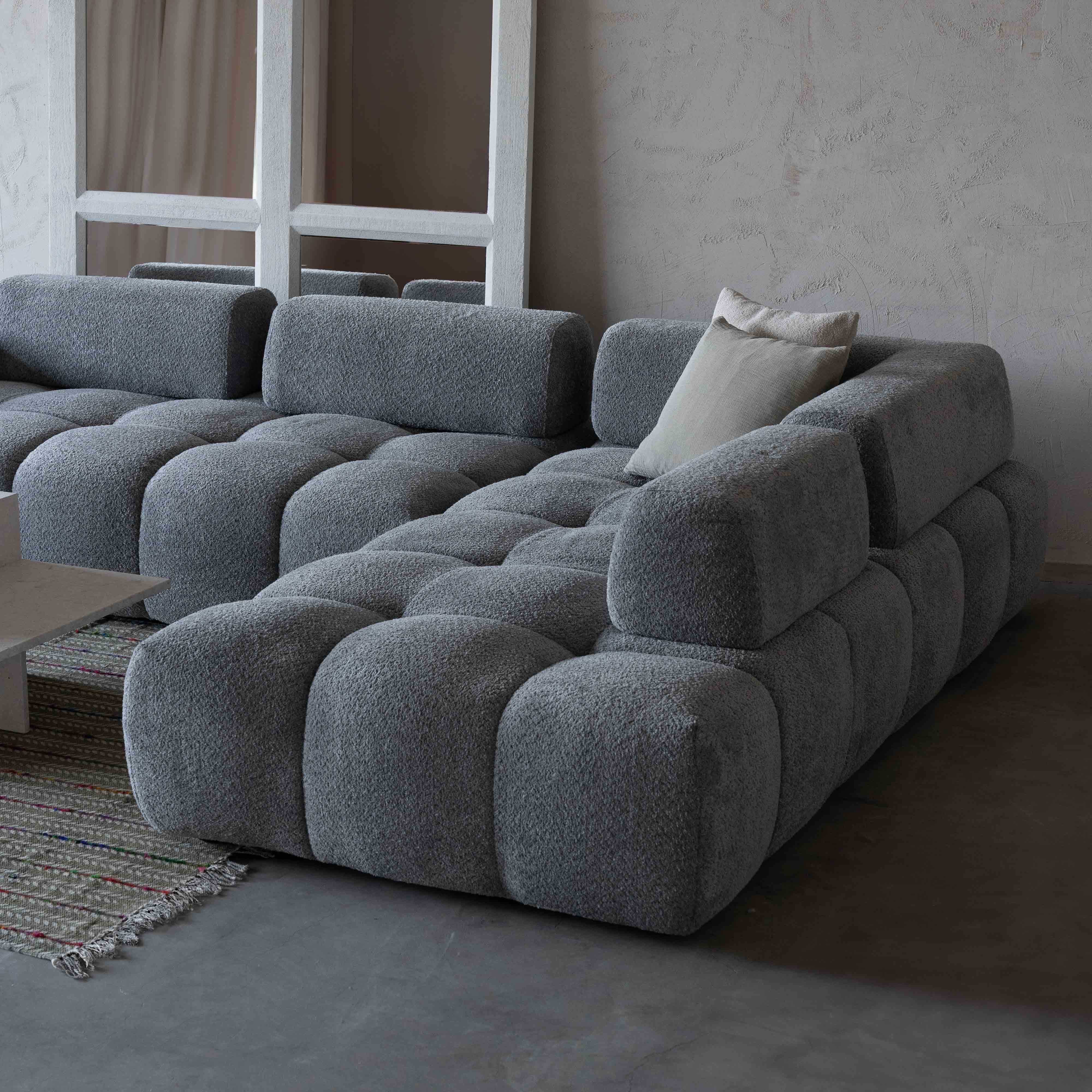 Harmony Mid Grey Modern Corner & L Shape | Extendable Sofa - Sofas - WS Living - UAE Modern Home Furniture Stores in Dubai