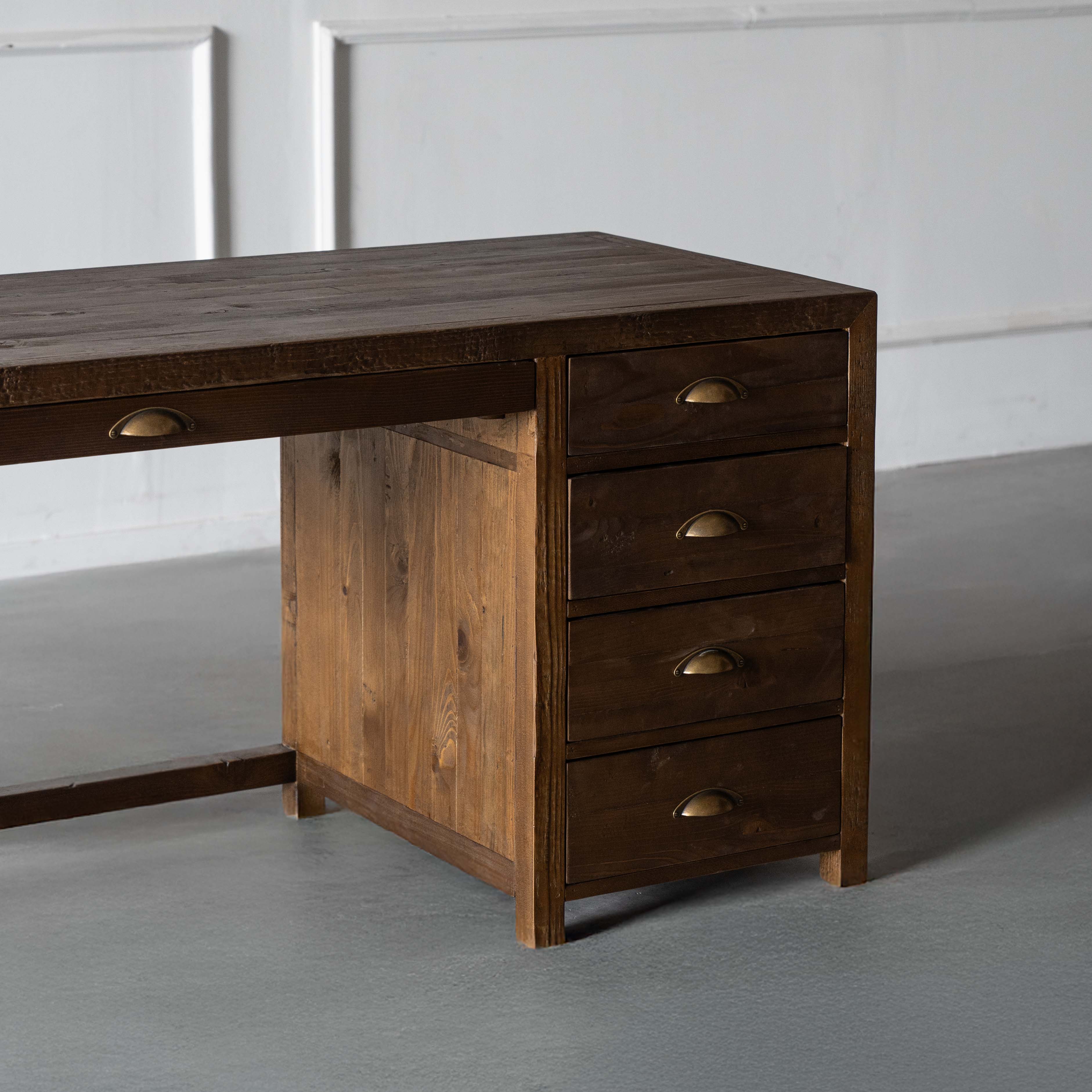 Heritage Industrial Office Desk With Drawers