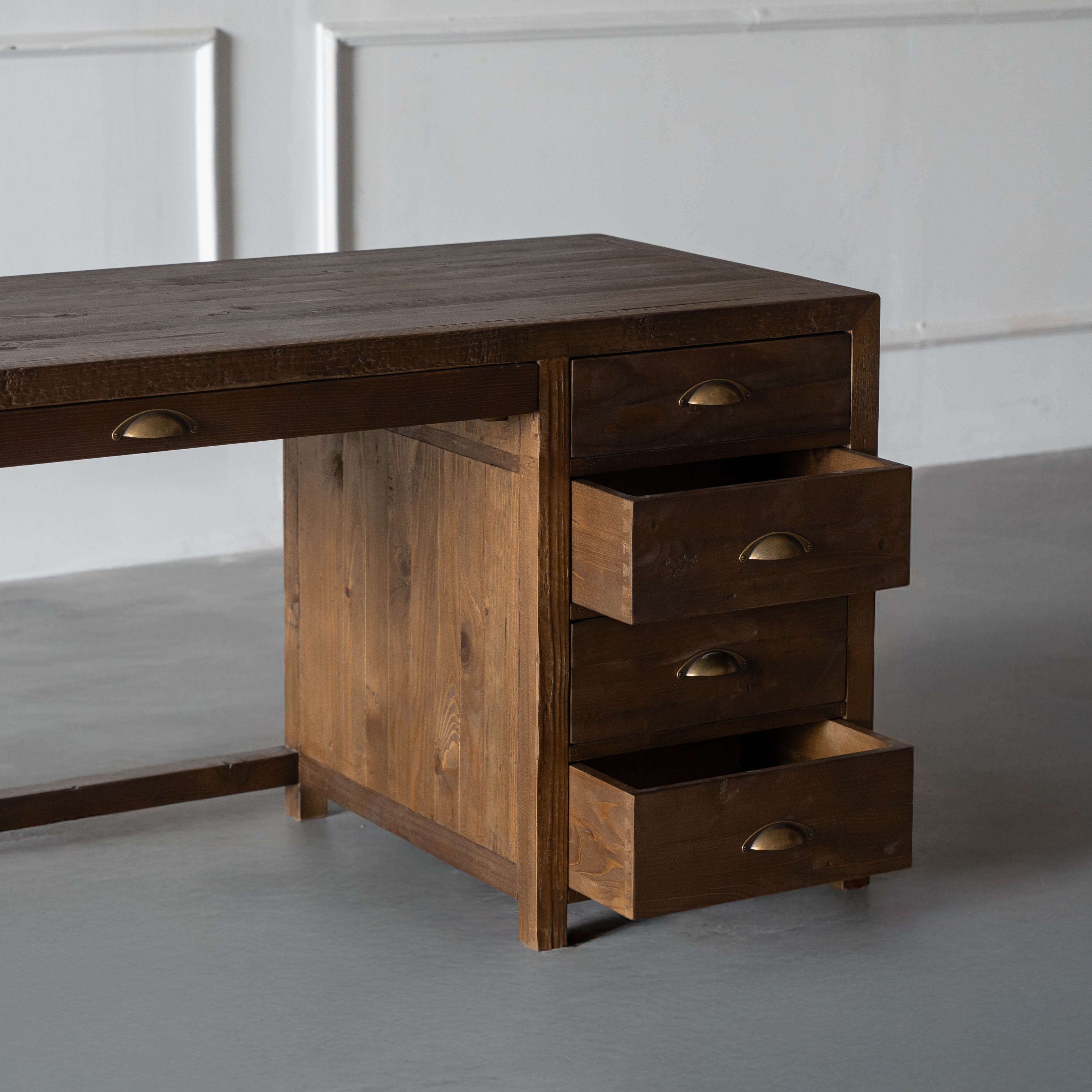 Heritage Industrial Office Desk With Drawers