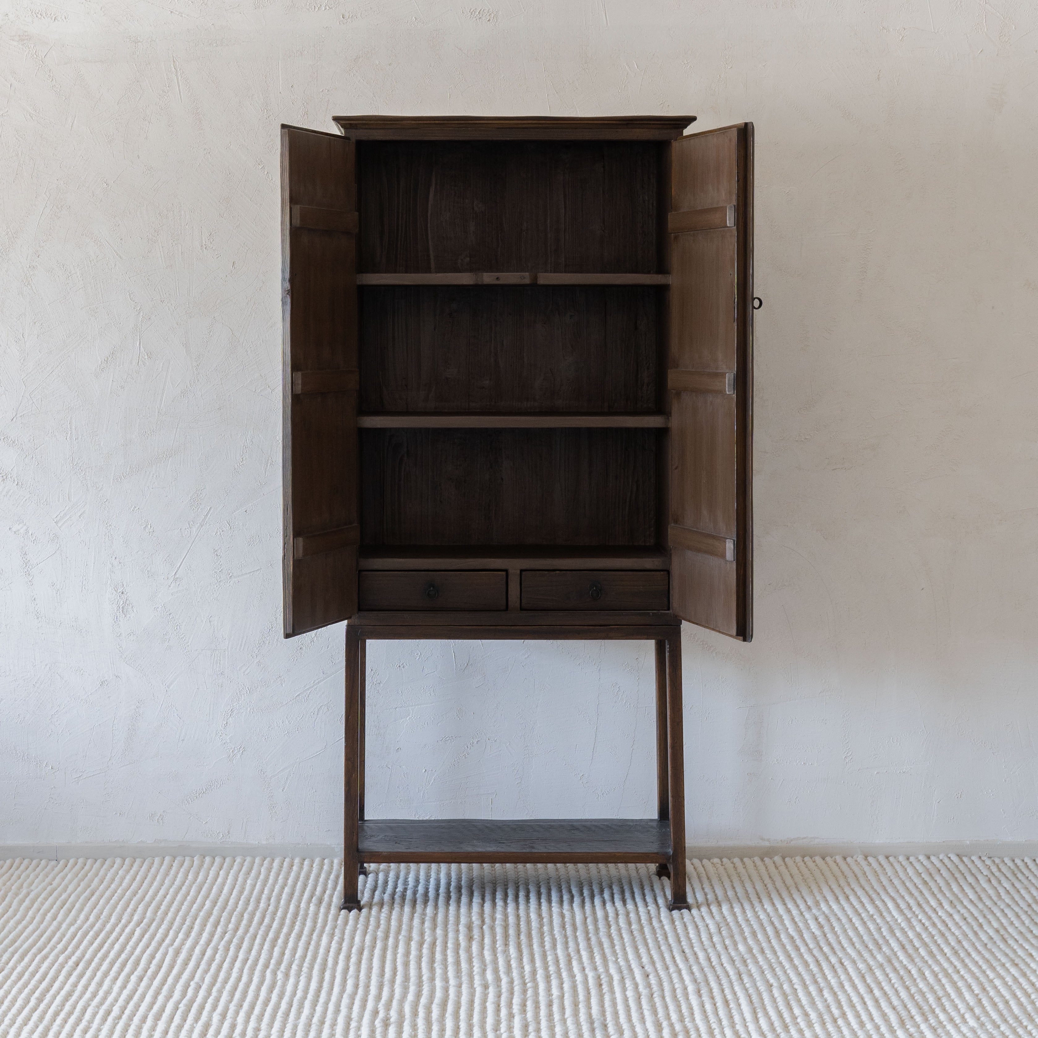 Ikou Dark Solid Pine Wood Cabinet (G22-1992/ GA77-A) - Cabinets - WS Living Furniture Furniture Store in Dubai