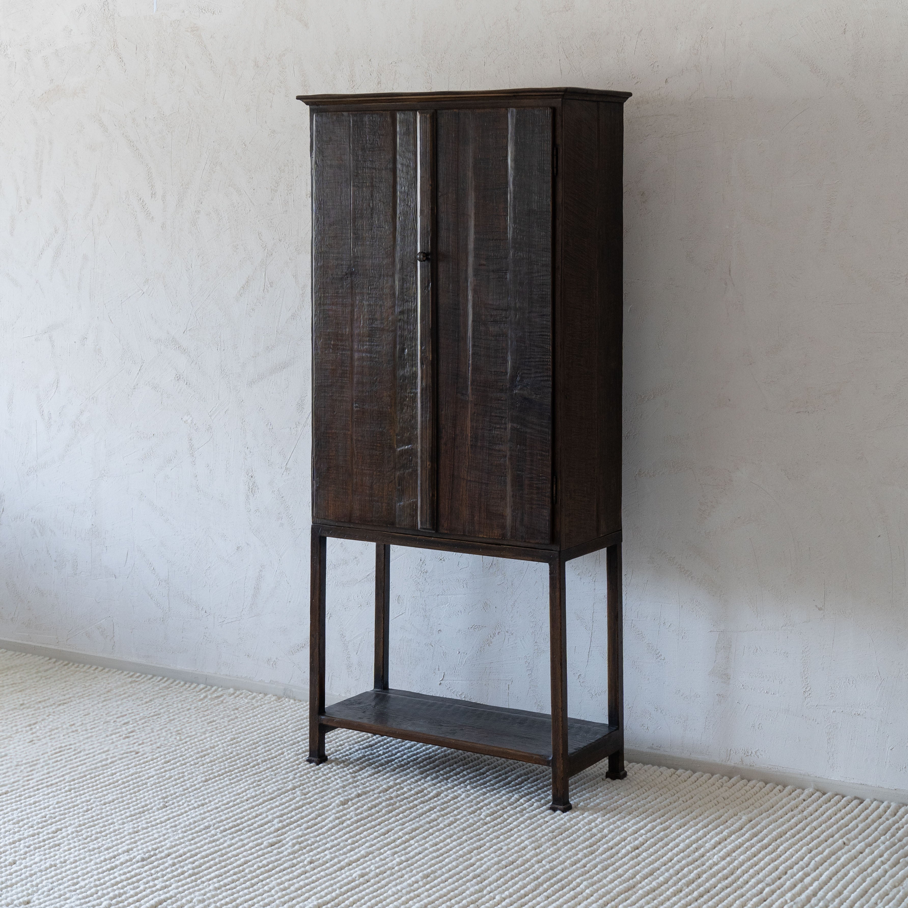Ikou Dark Solid Pine Wood Cabinet (G22-1992/ GA77-A) - Cabinets - WS Living Furniture Furniture Store in Dubai