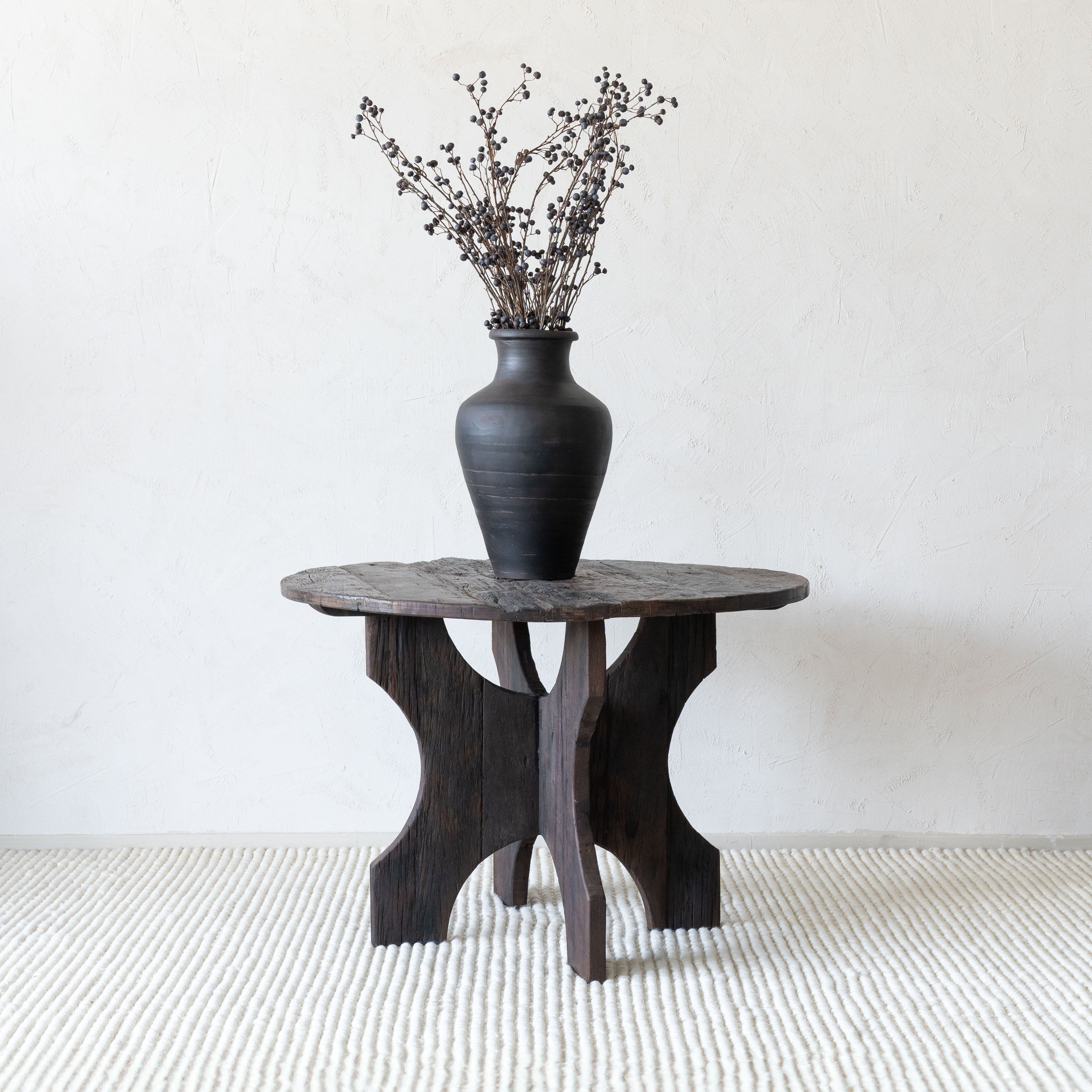 Ikou Round Dark Wood Dining Table - Dining Tables - WS Living Furniture Furniture Store in Dubai