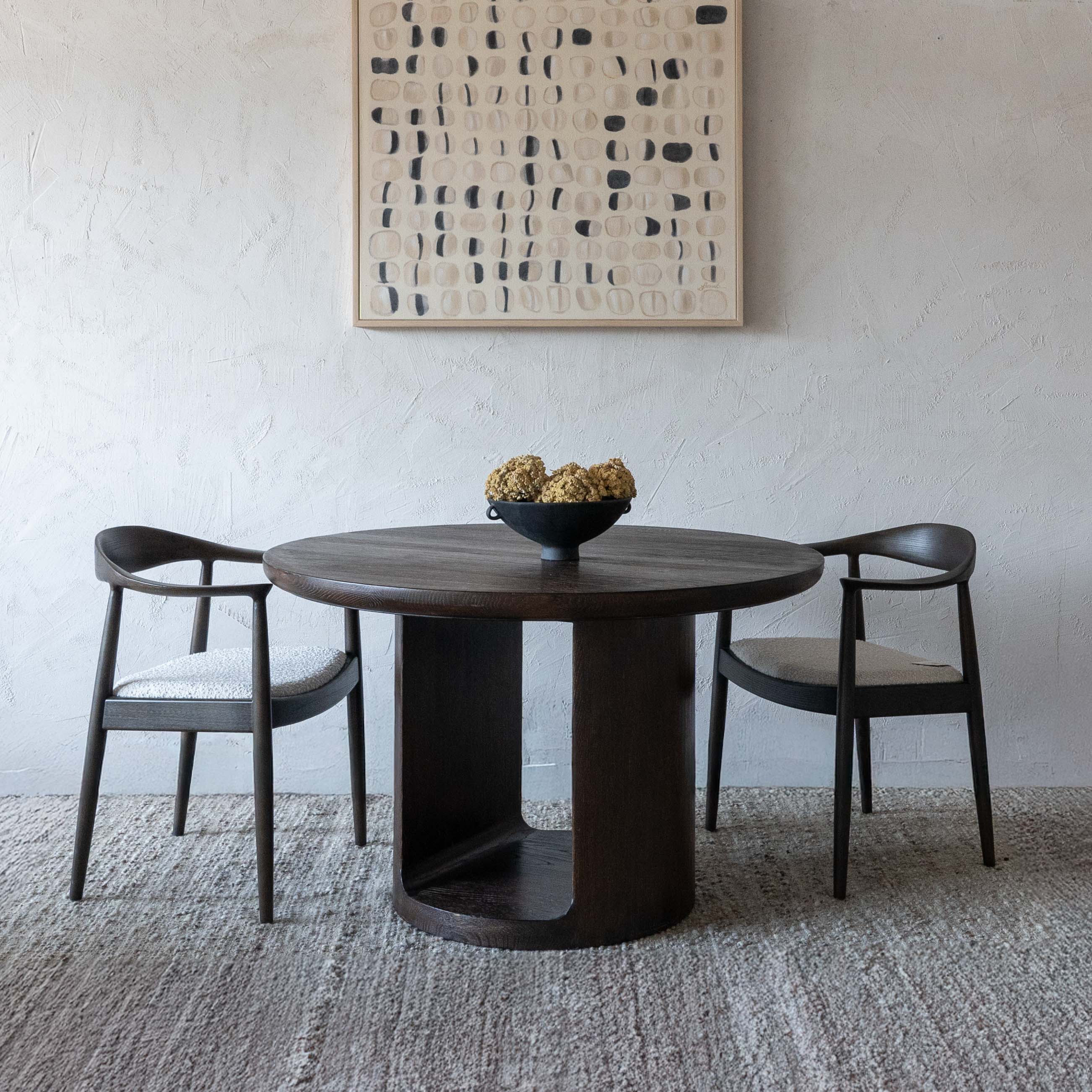 Ikou Dark Solid Wood Round Dining Table - Dining Table - WS Living Furniture Furniture Store in Dubai