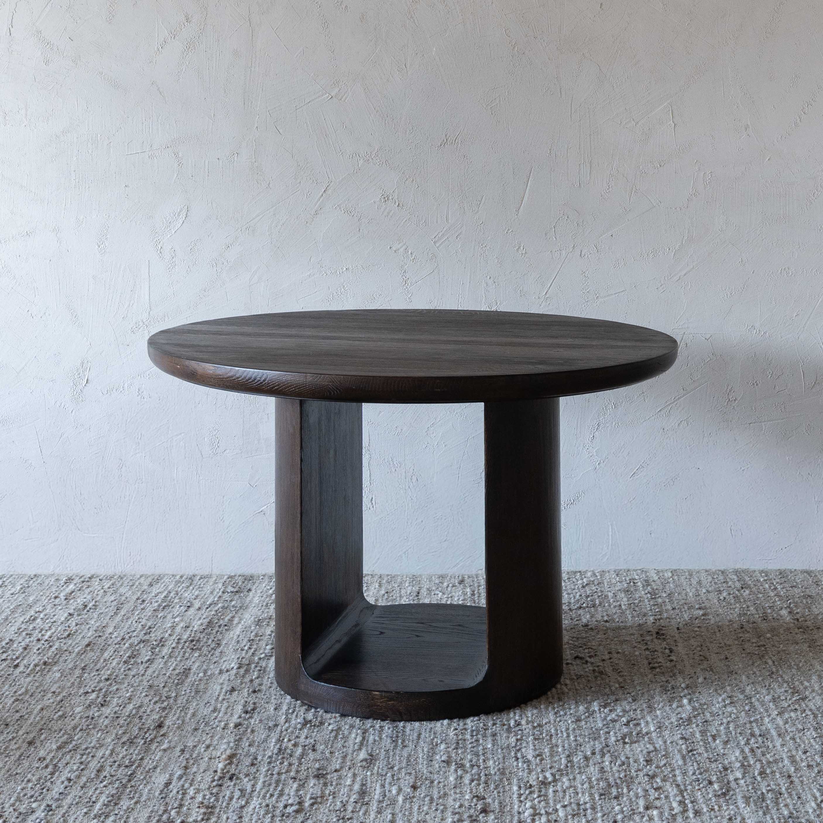 Ikou Dark Solid Wood Round Dining Table - Dining Table - WS Living Furniture Furniture Store in Dubai