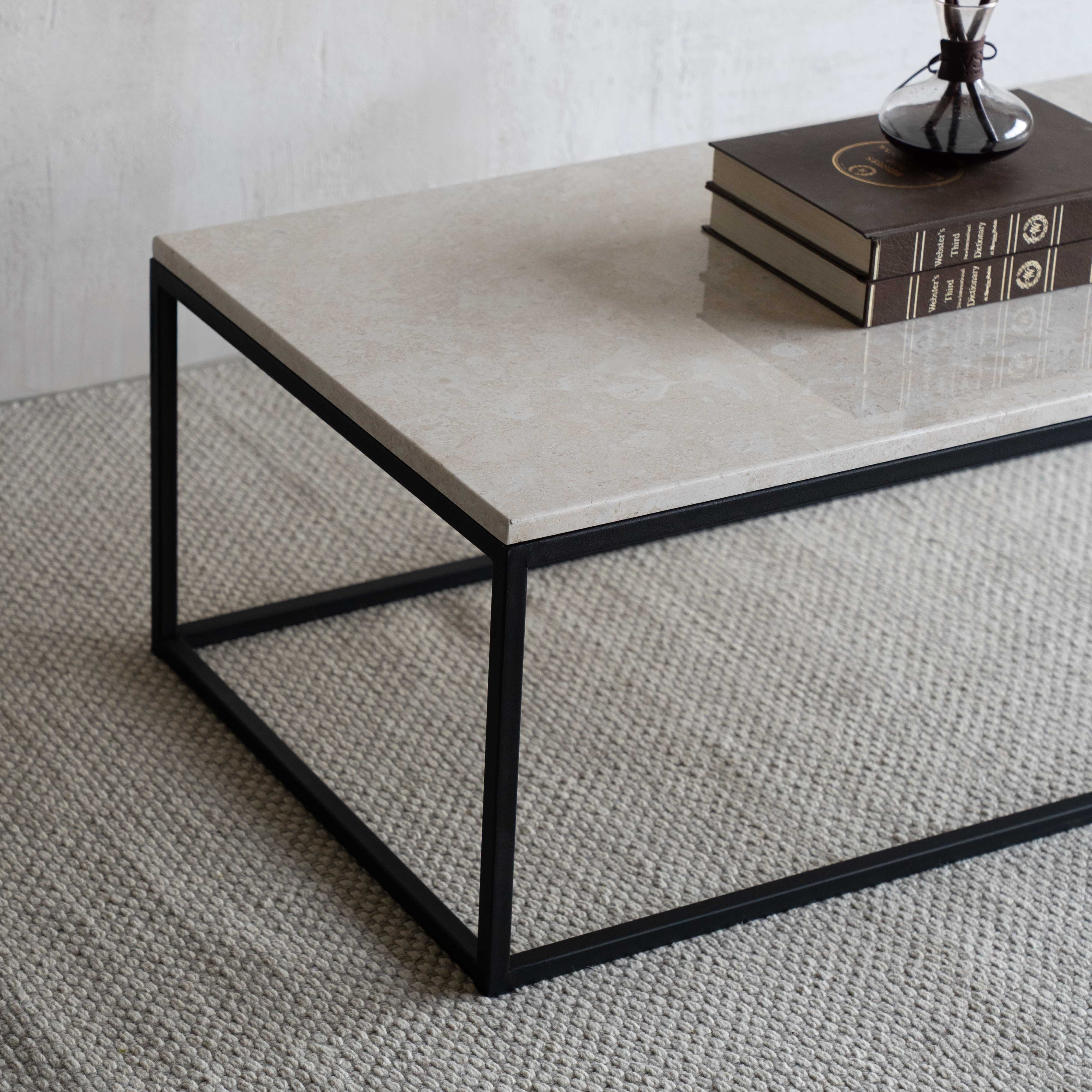 Limestone Flow Rectangle Industrial Coffee Table