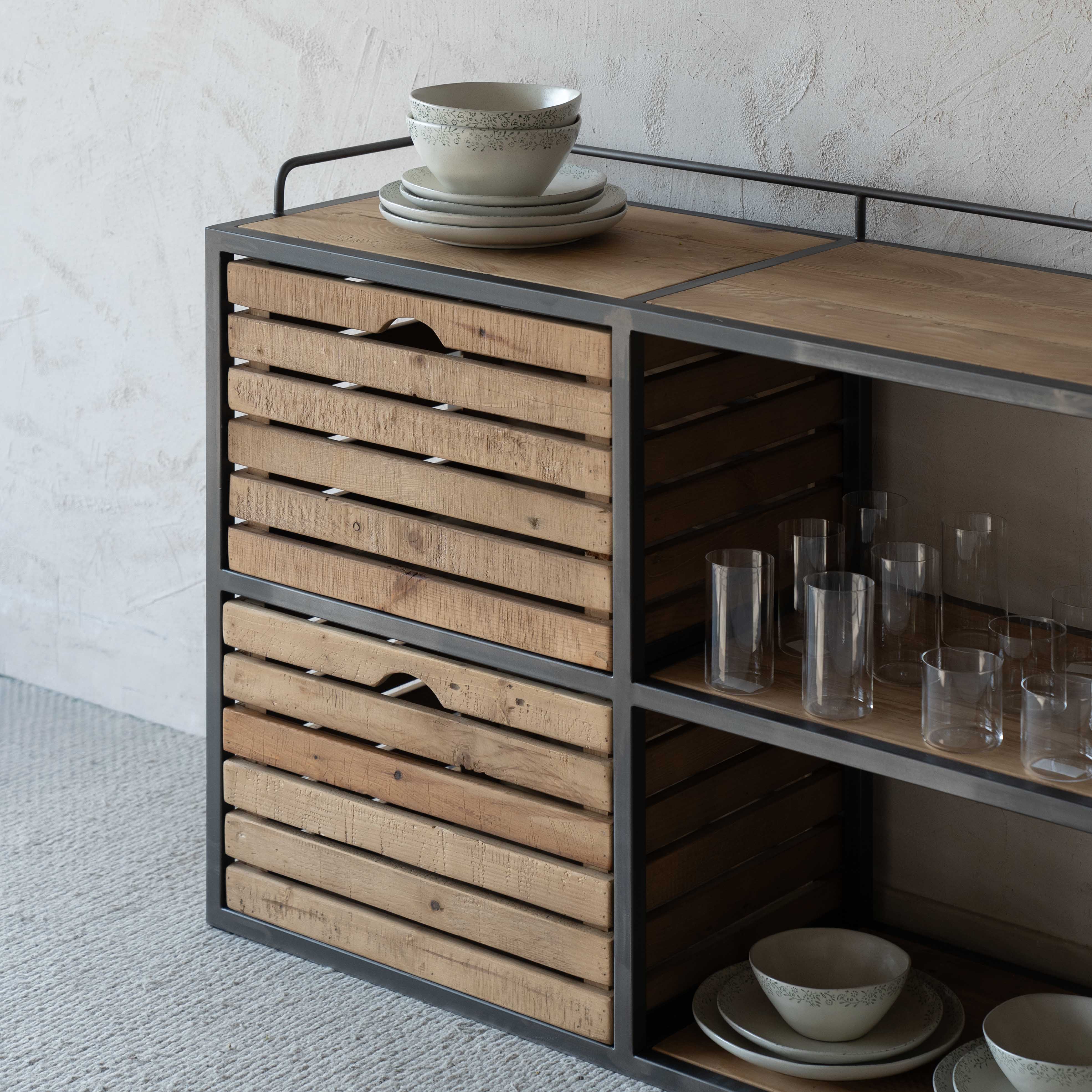 Harvest Haven Classic Industrial Wood Sideboard & Buffet - TV Units - WS Living Furniture Furniture Store in Dubai