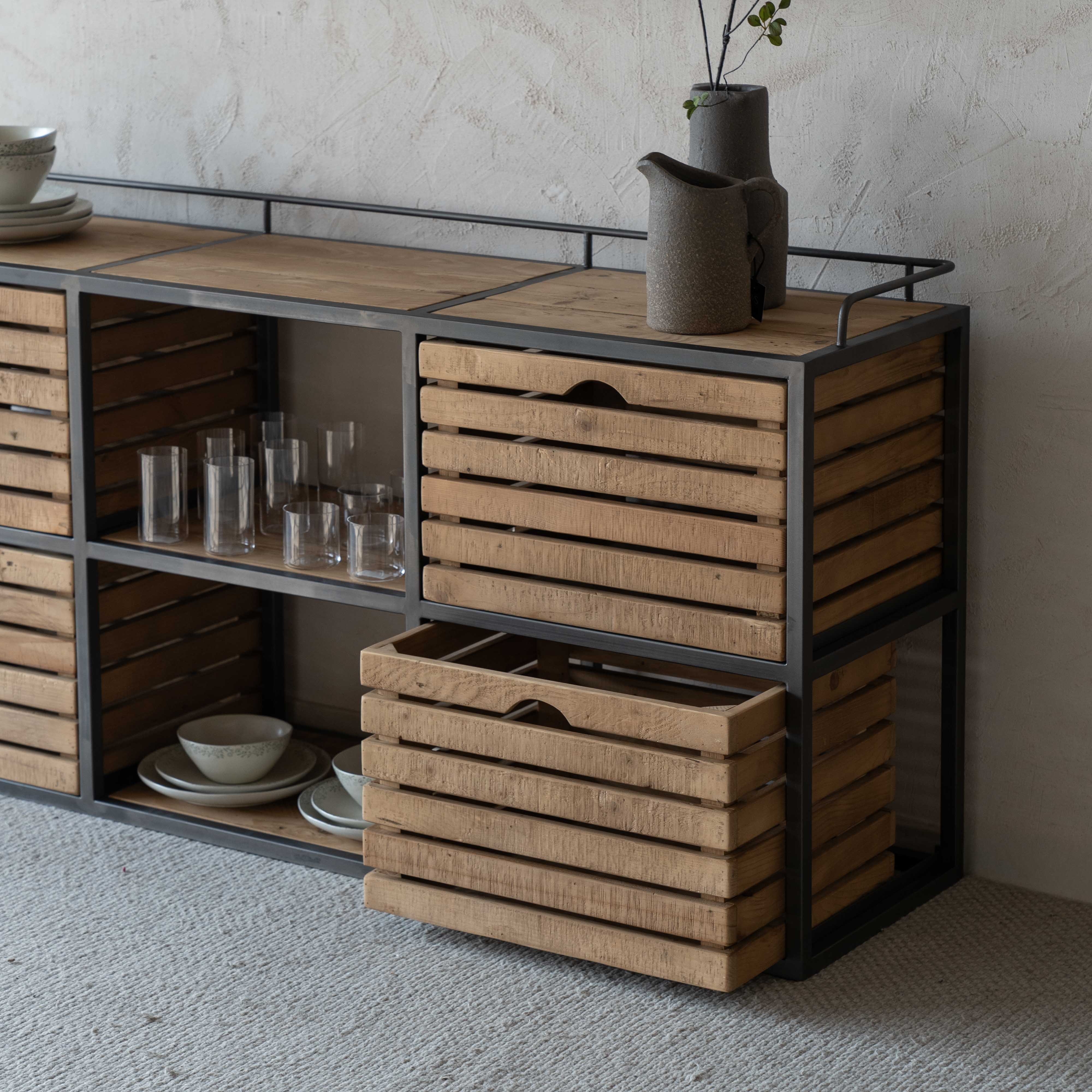 Harvest Haven Classic Industrial Wood Sideboard & Buffet - TV Units - WS Living Furniture Furniture Store in Dubai