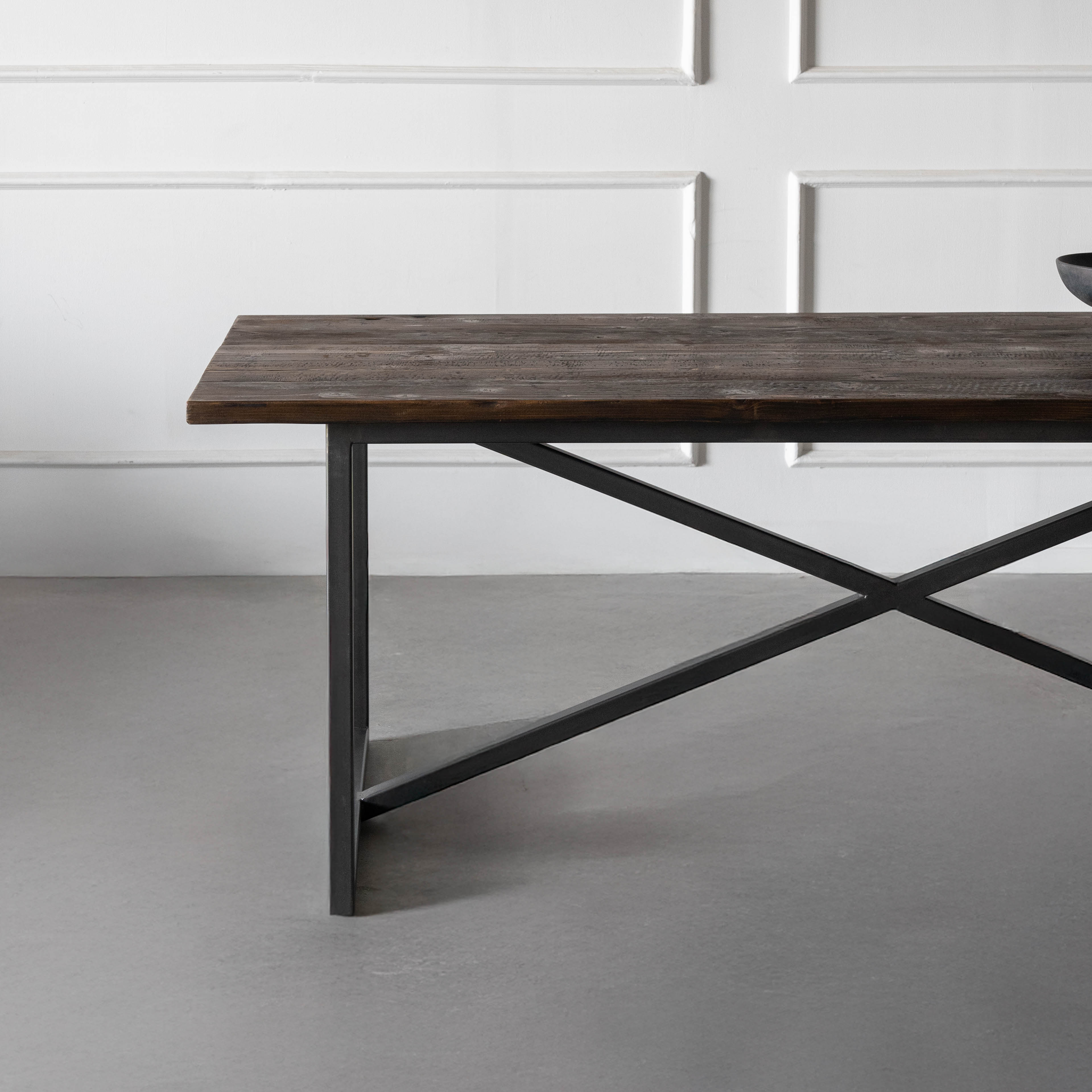 Nordic - Dark Wood Industrial Dining Table - Dining Tables - WS Living Furniture Furniture Store in Dubai