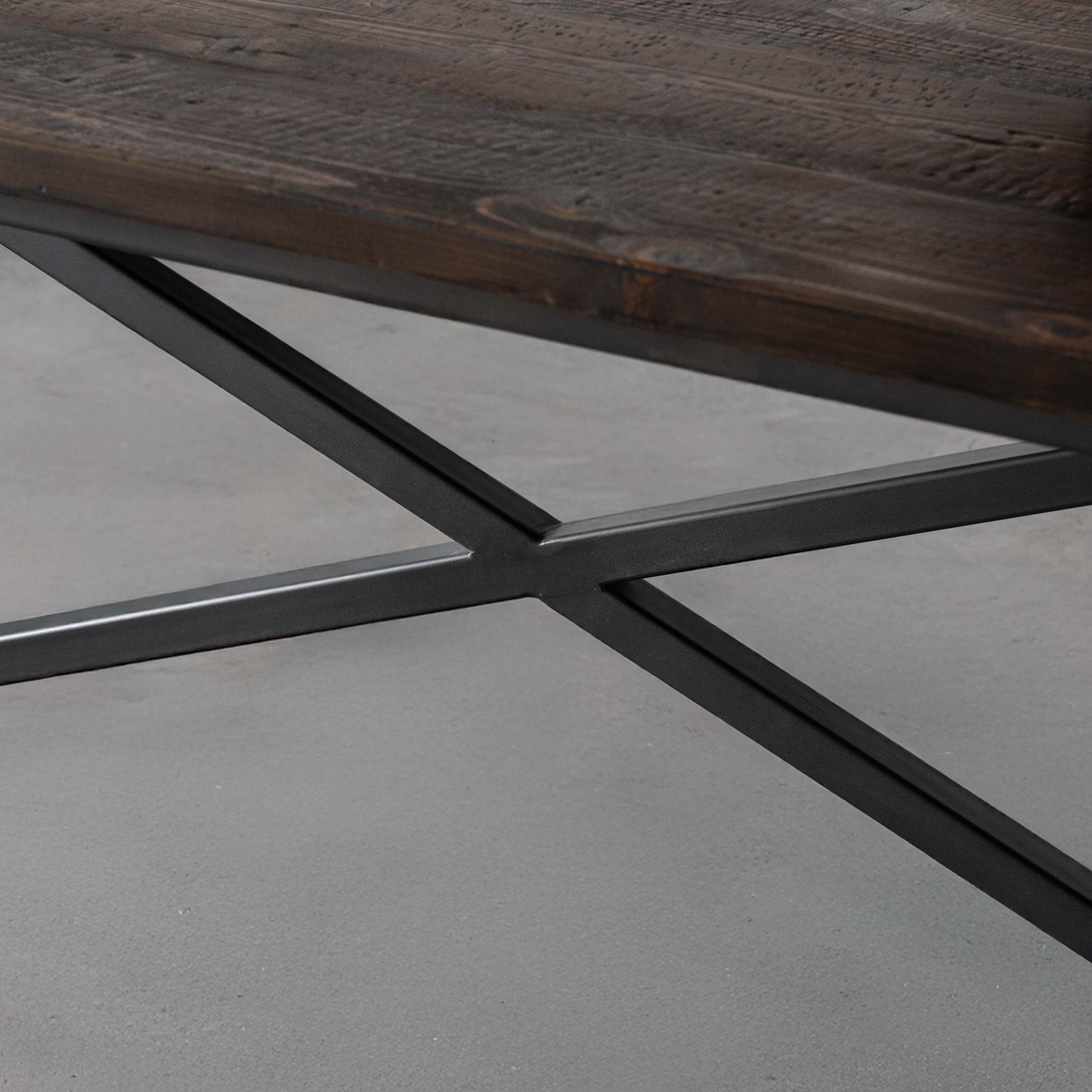 Nordic - Dark Wood Industrial Dining Table - Dining Tables - WS Living Furniture Furniture Store in Dubai