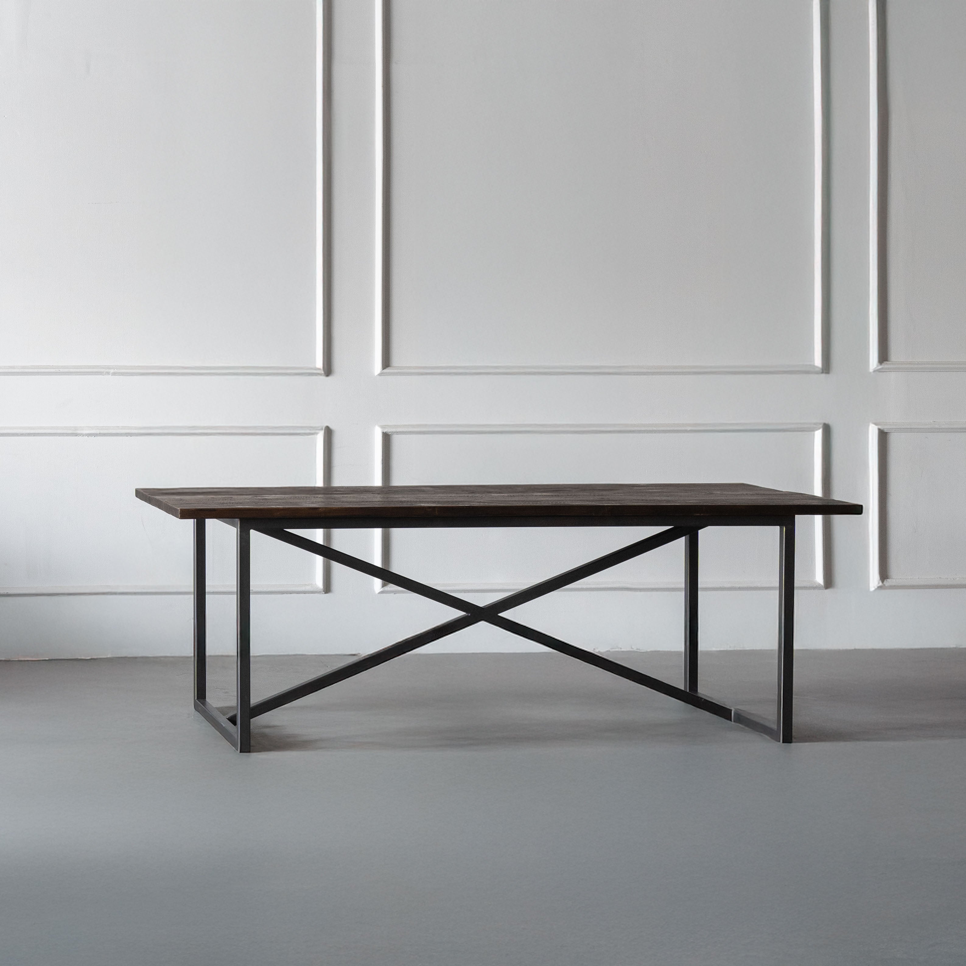 Nordic - Dark Wood Industrial Dining Table - Dining Tables - WS Living Furniture Furniture Store in Dubai