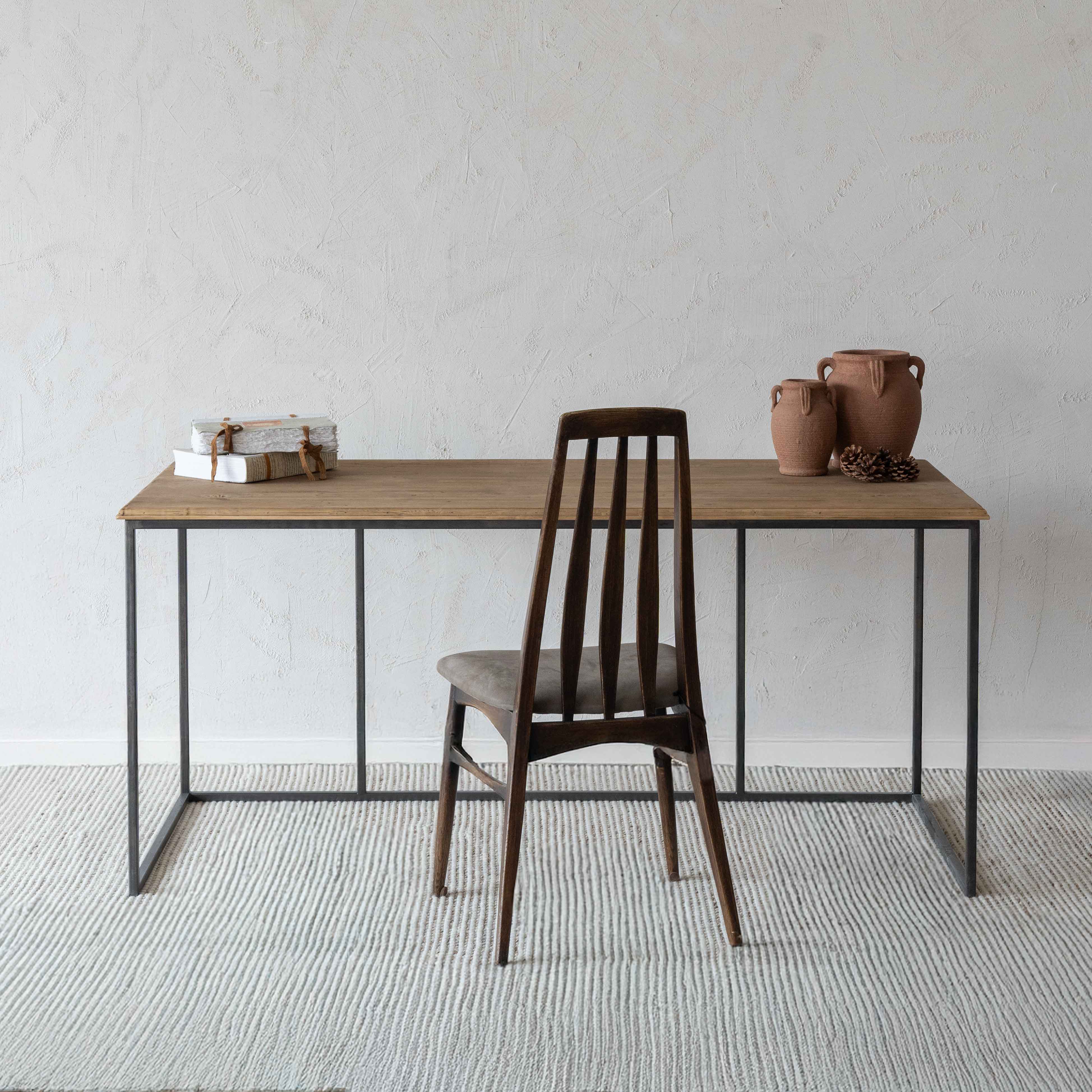 Jilpa Industrial Pine Wood Desk | Study Table - Desk - WS Living Furniture Furniture Store in Dubai