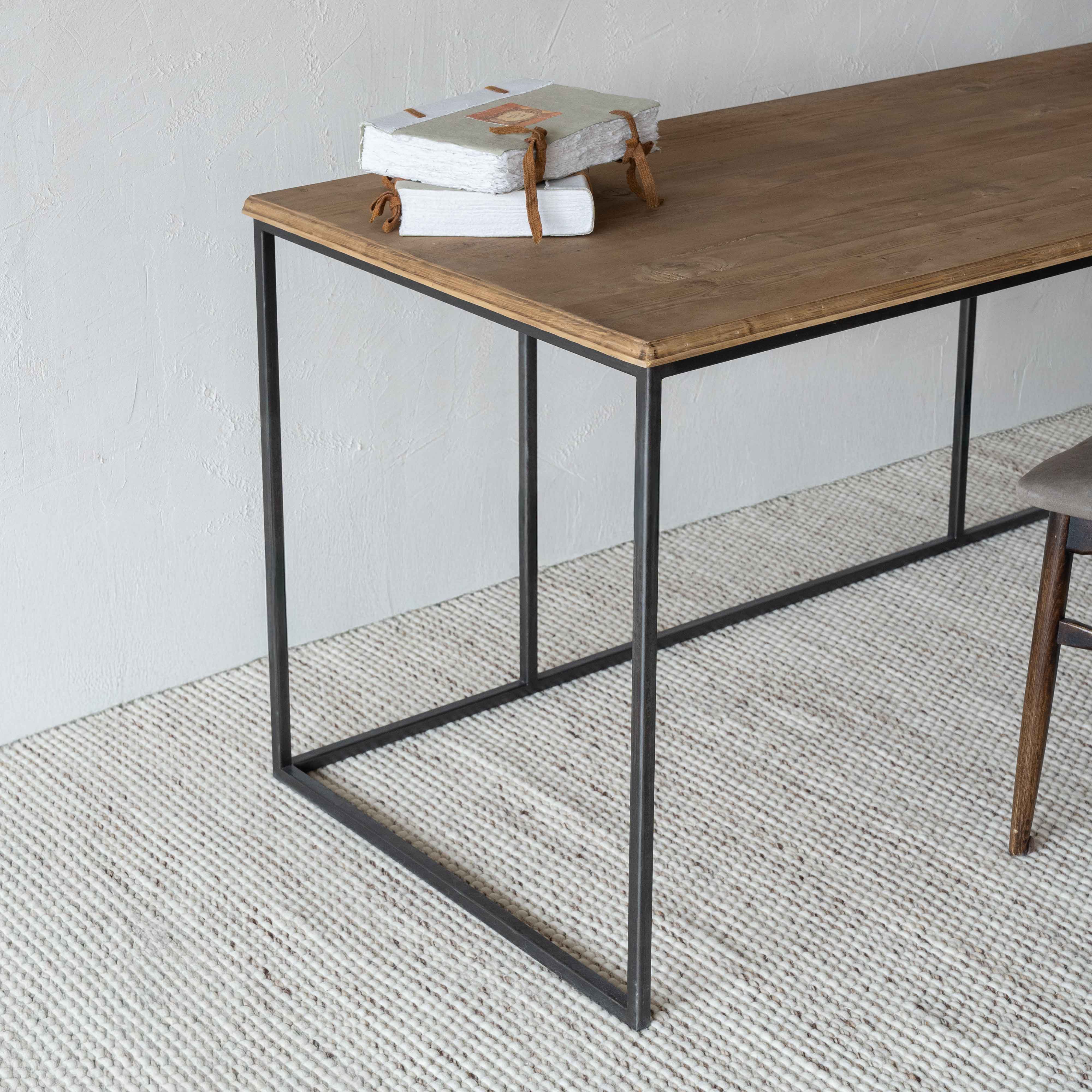 Jilpa Industrial Pine Wood Desk | Study Table - Desk - WS Living Furniture Furniture Store in Dubai