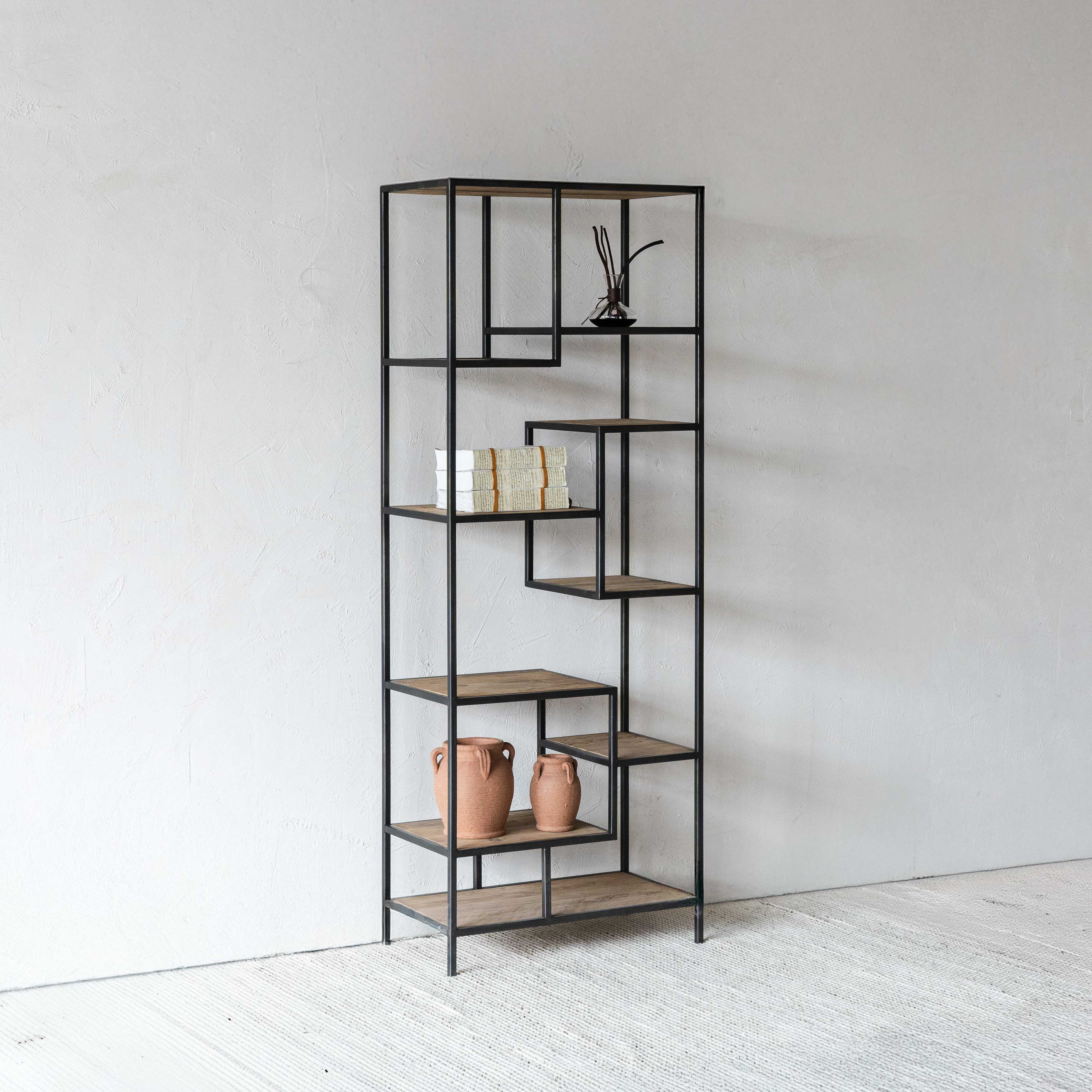Fortis Industrial Solid Wood Book Shelf - Shelves - WS Living Furniture Furniture Store in Dubai