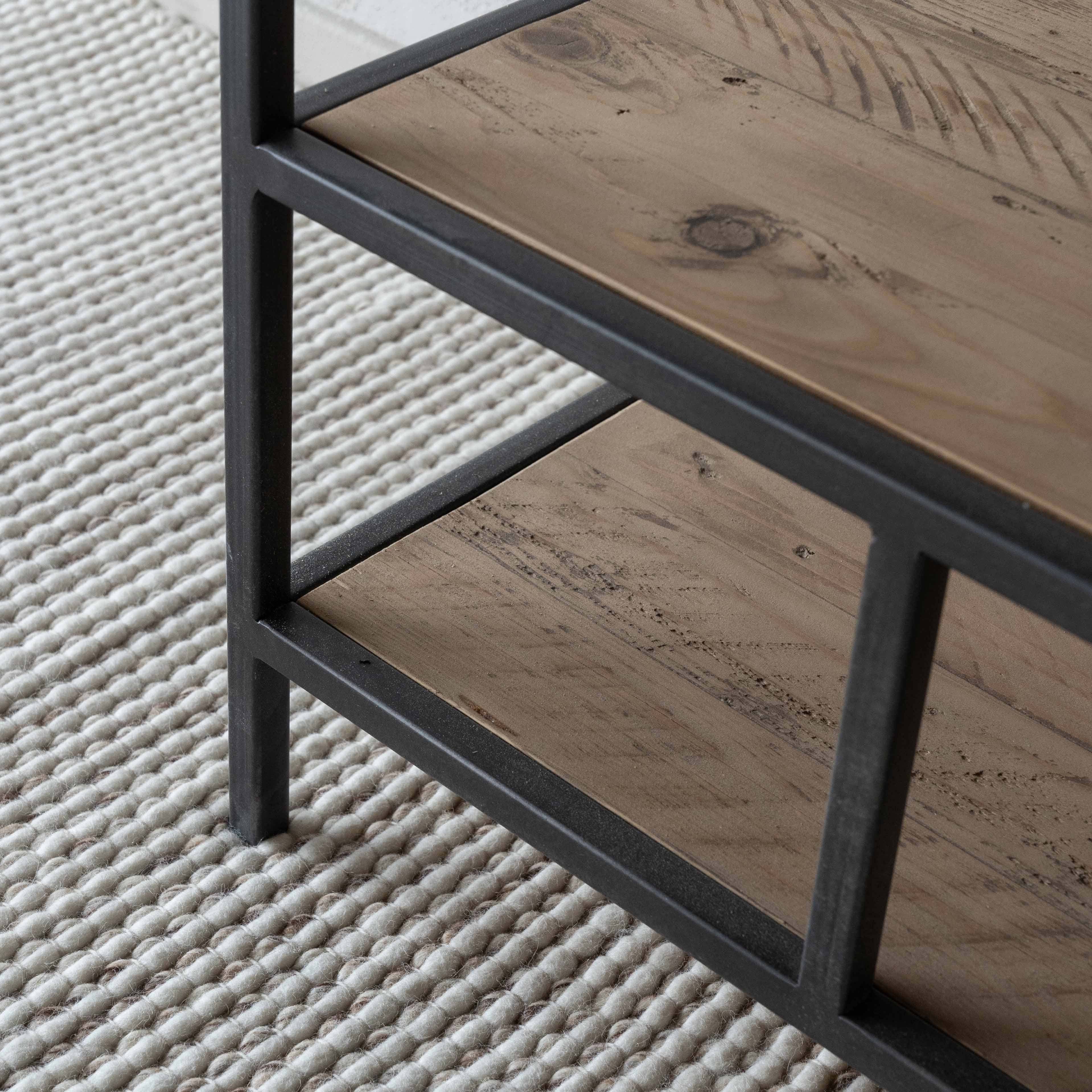 Fortis Industrial Solid Wood Book Shelf - Shelves - WS Living Furniture Furniture Store in Dubai