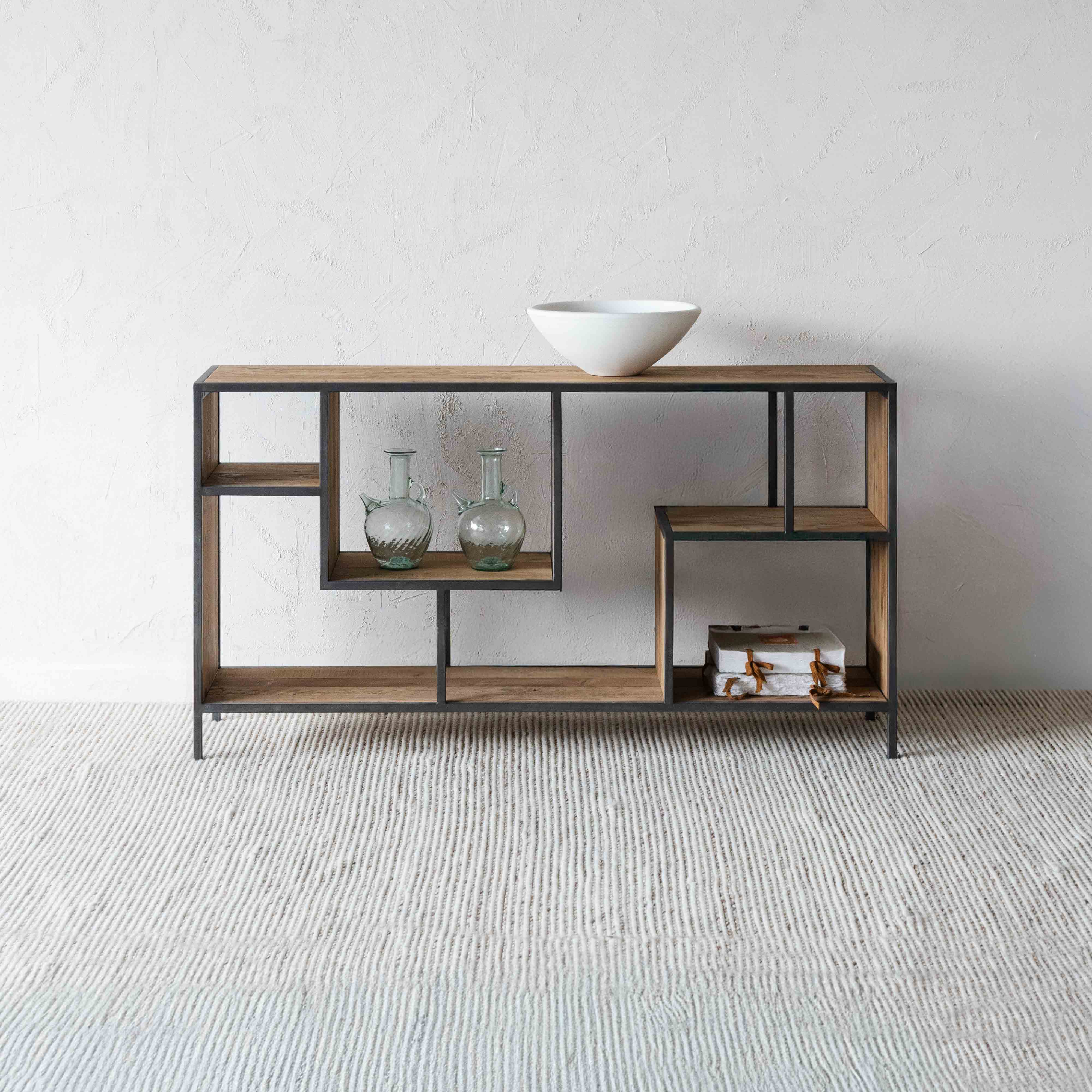 Voltra Pine Wood Multi Column Industrial Storage Console - Console Tables - WS Living Furniture  Furniture Store in Dubai