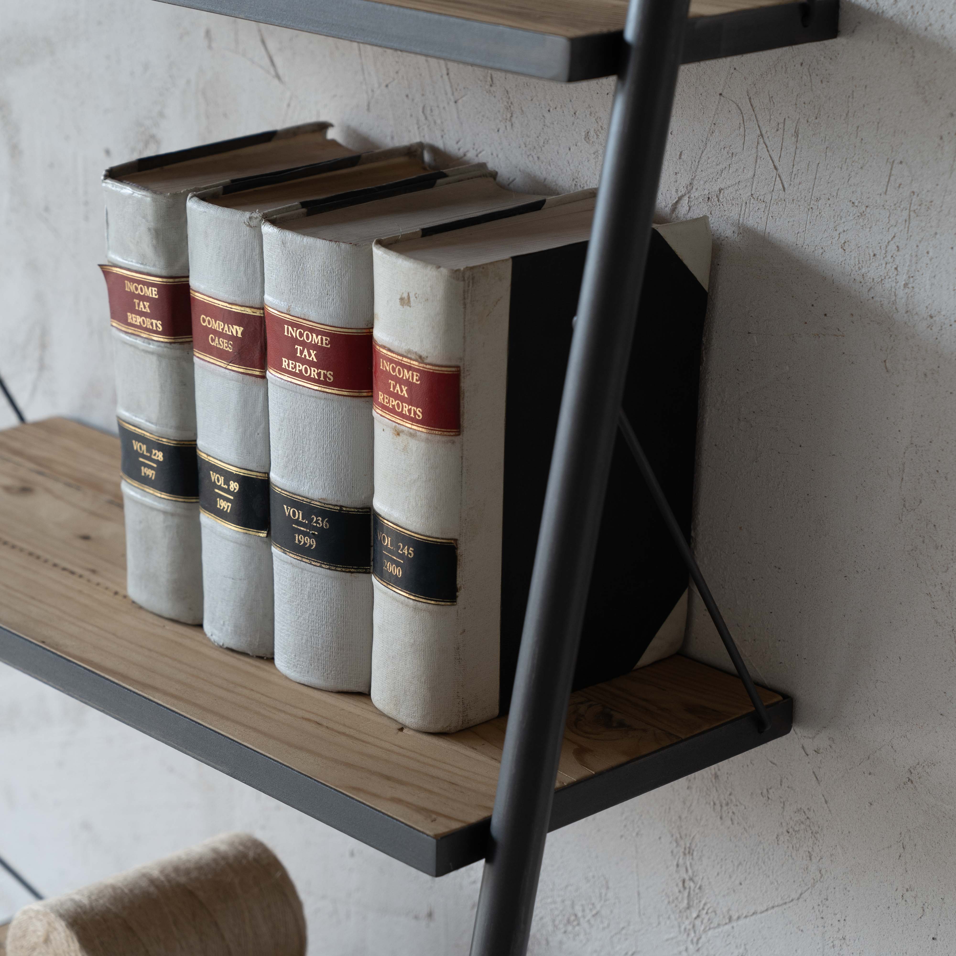Vintage Industrial Solid Wood Leaning Book Shelf Ladder - Shelves - WS Living Furniture Furniture Store in Dubai