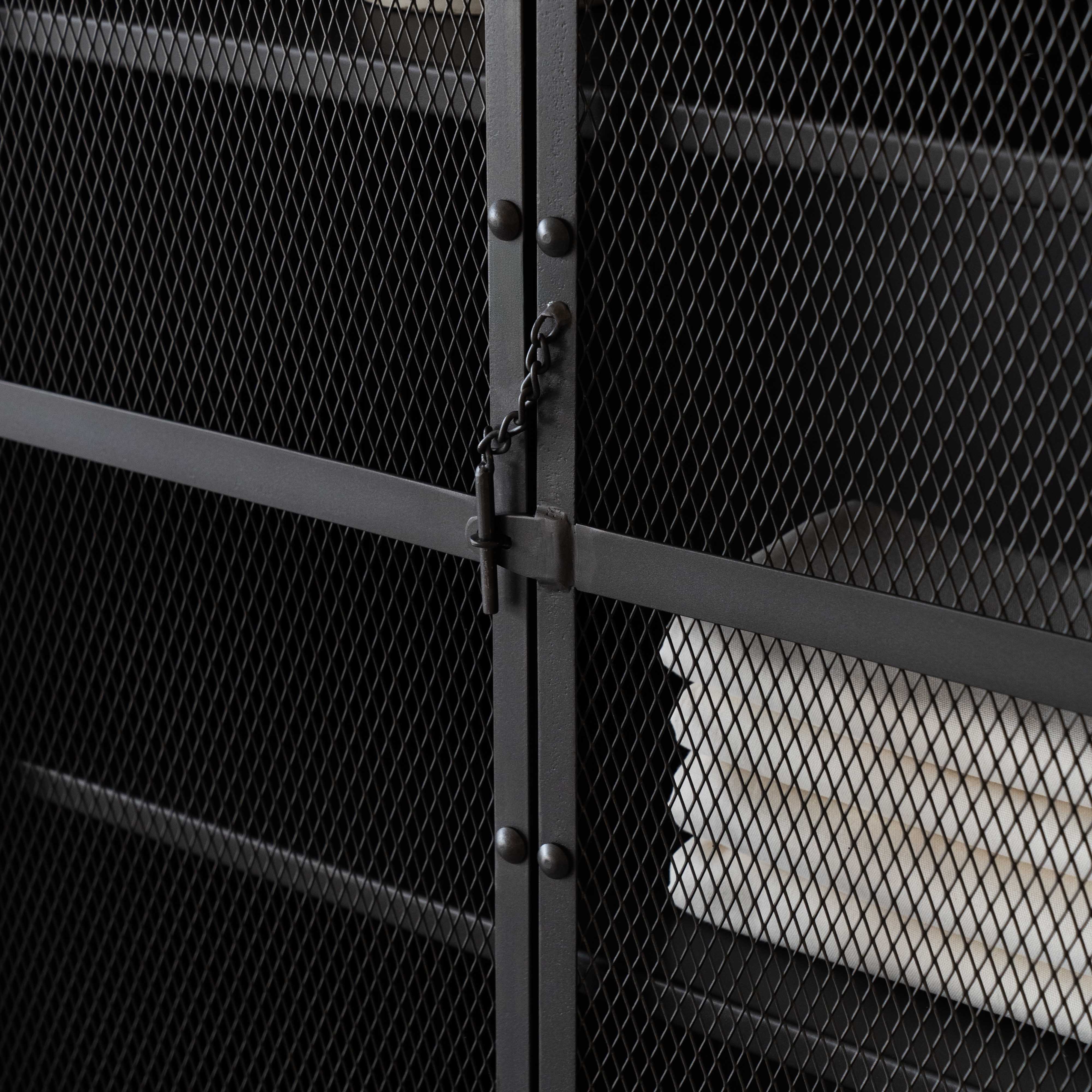 Loft-Style Steel Industrial Bar & Storage Cabinet with Mesh - Cabinets - WS Living Furniture Furniture Store in Dubai