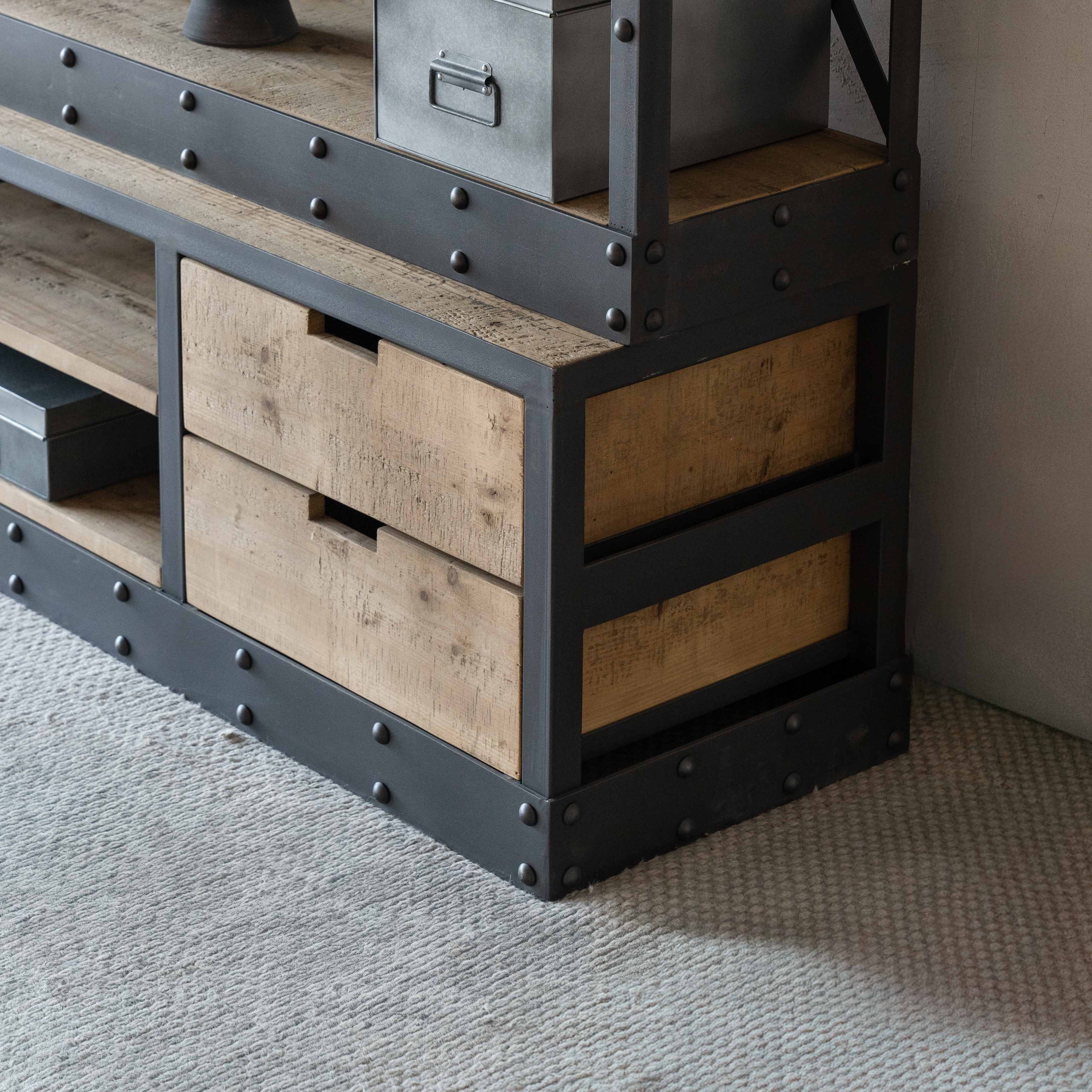 Urban Rustic Industrial Solid Wood Book Shelf Rack With Ladder - Shelves - WS Living Furniture Furniture Store in Dubai