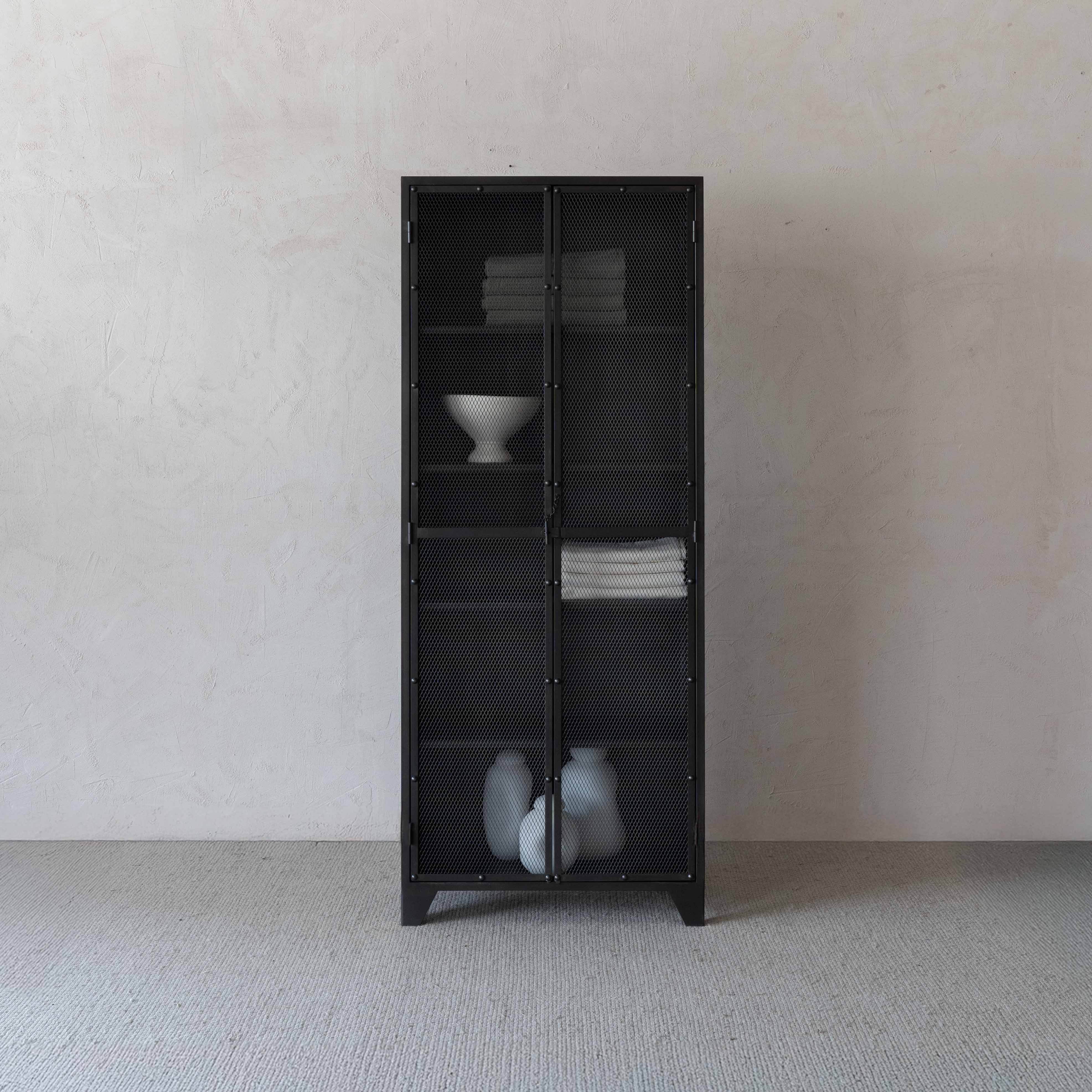 Loft-Style Steel Industrial Bar & Storage Cabinet with Mesh - Cabinets - WS Living Furniture Furniture Store in Dubai
