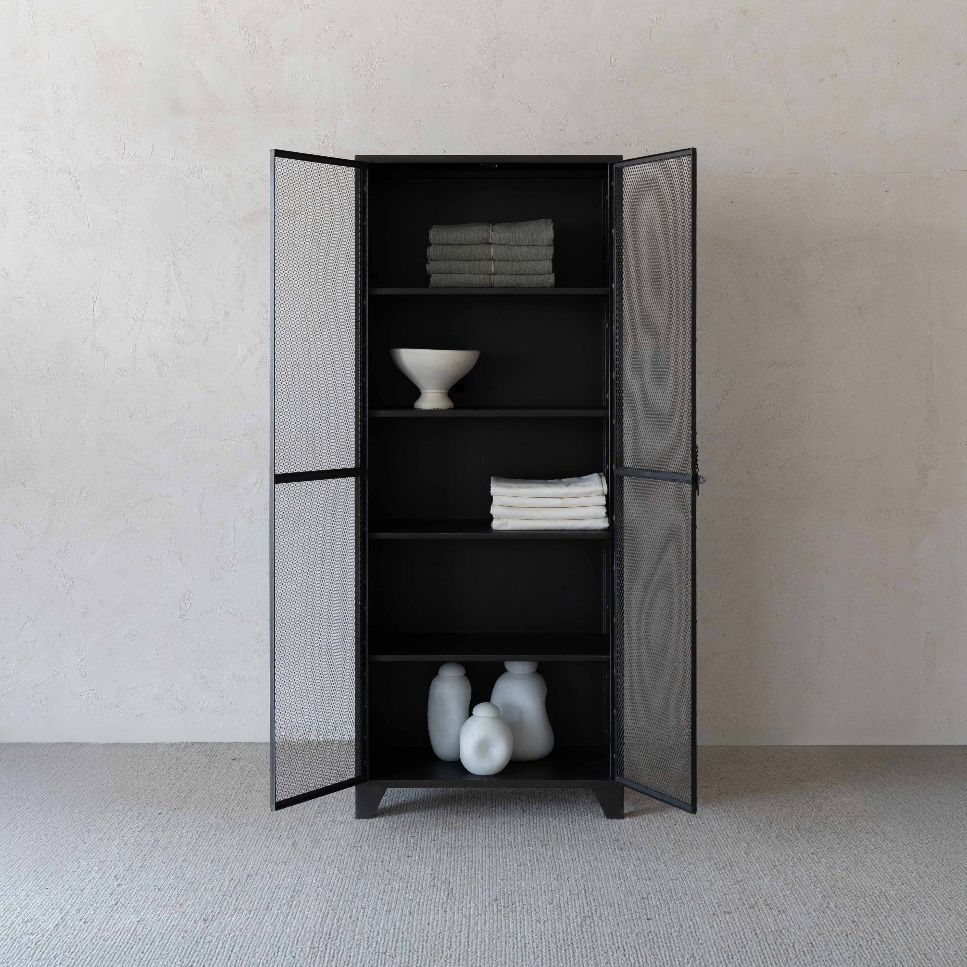 Urban Grid Industrial Bar & Storage Cabinet with Steel Mesh - Cabinets - WS Living Furniture Furniture Store in Dubai