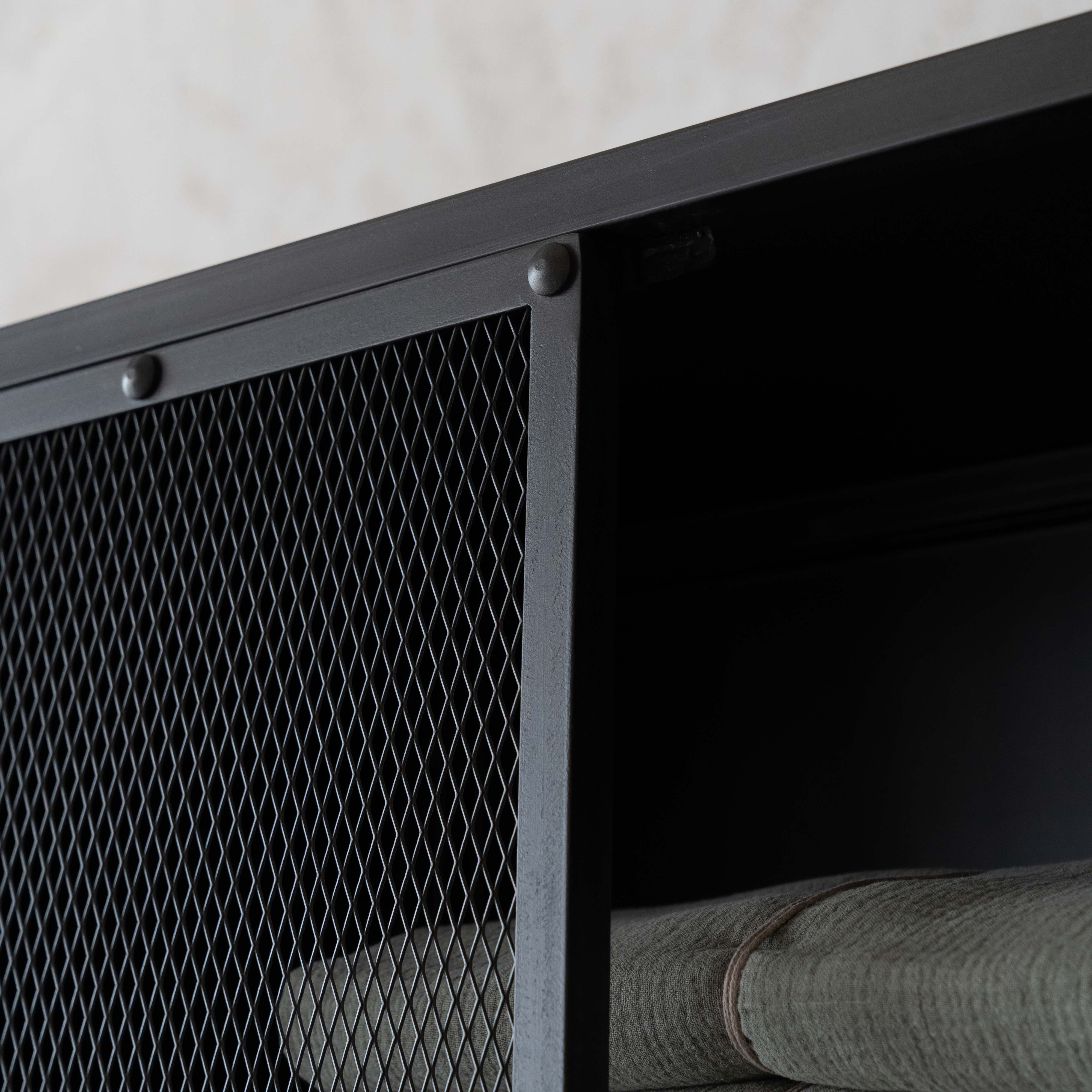 Urban Grid Industrial Bar & Storage Cabinet with Steel Mesh - Cabinets - WS Living Furniture Furniture Store in Dubai