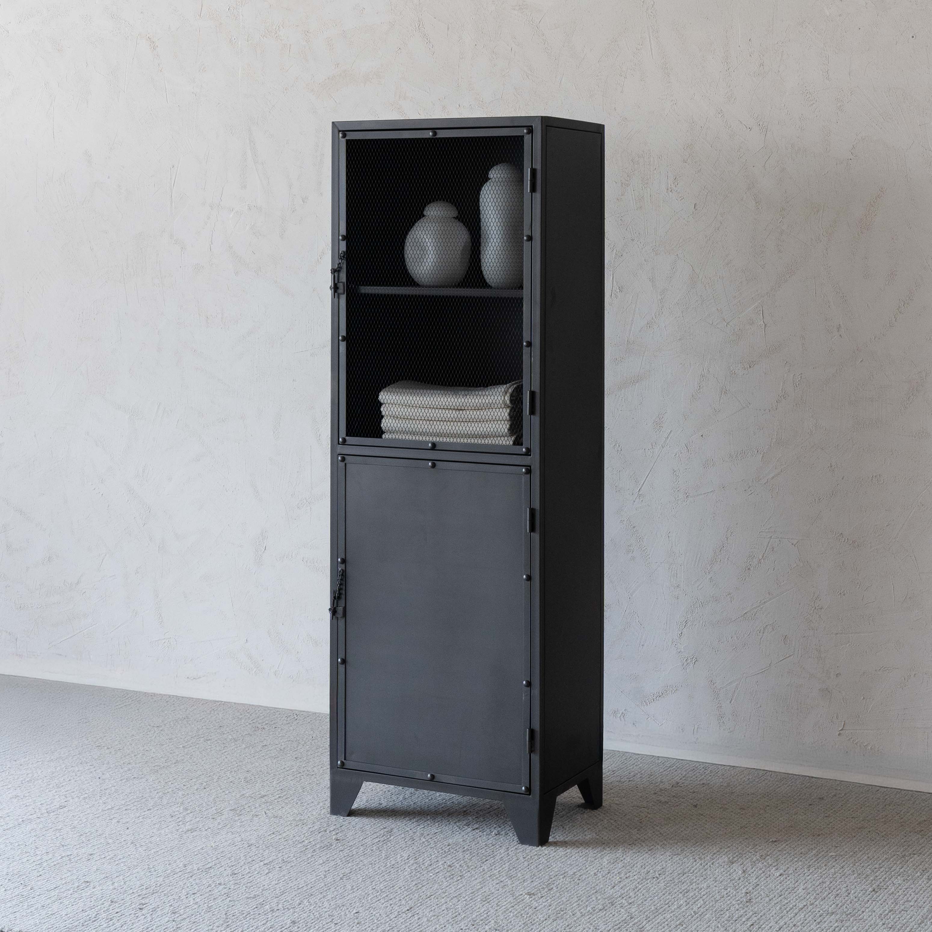 Urban Grid Industrial Bar & Storage Cabinet with Steel Mesh - Cabinets - WS Living Furniture Furniture Store in Dubai