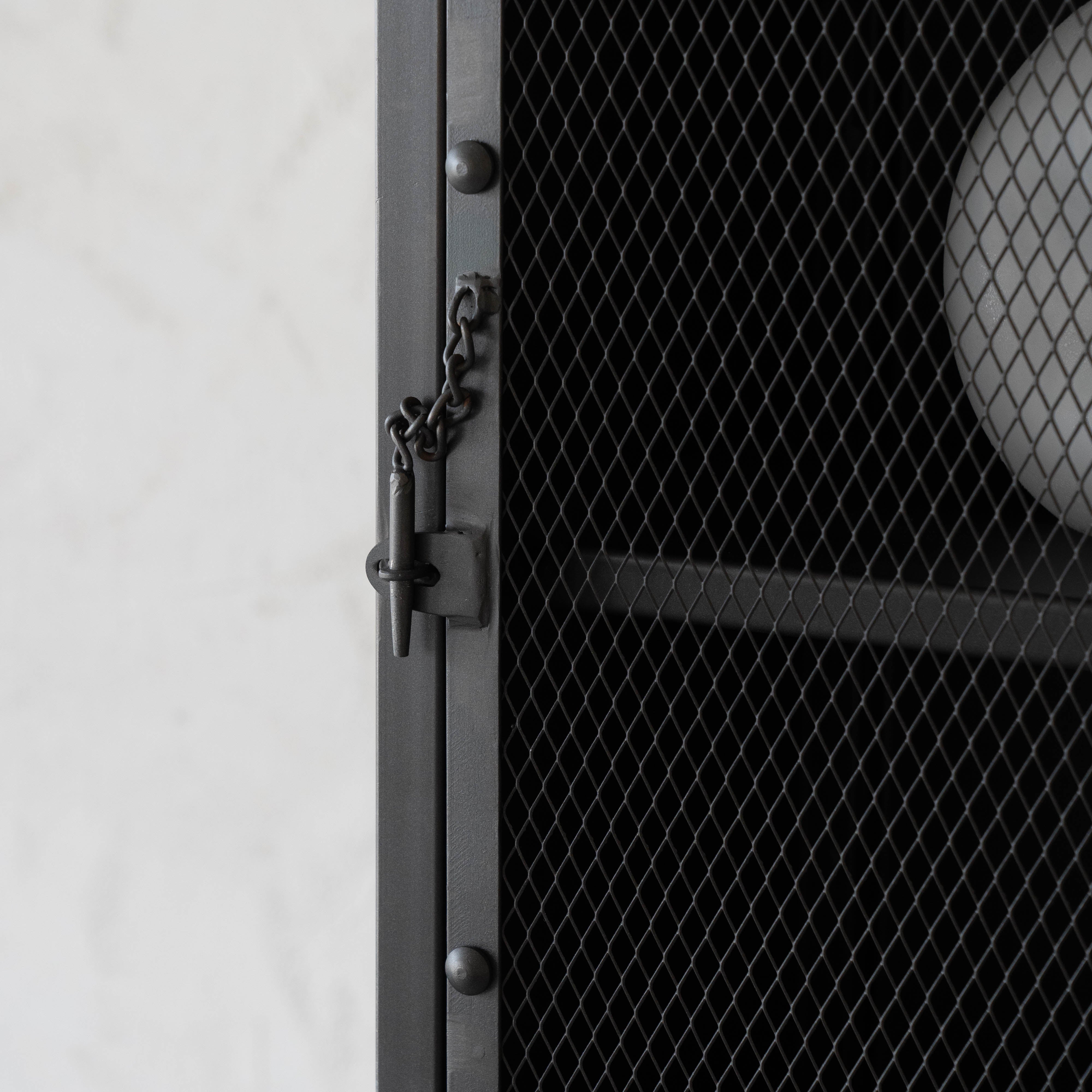 Loft-Style Steel Industrial Bar & Storage Cabinet with Mesh - Cabinets - WS Living Furniture Furniture Store in Dubai