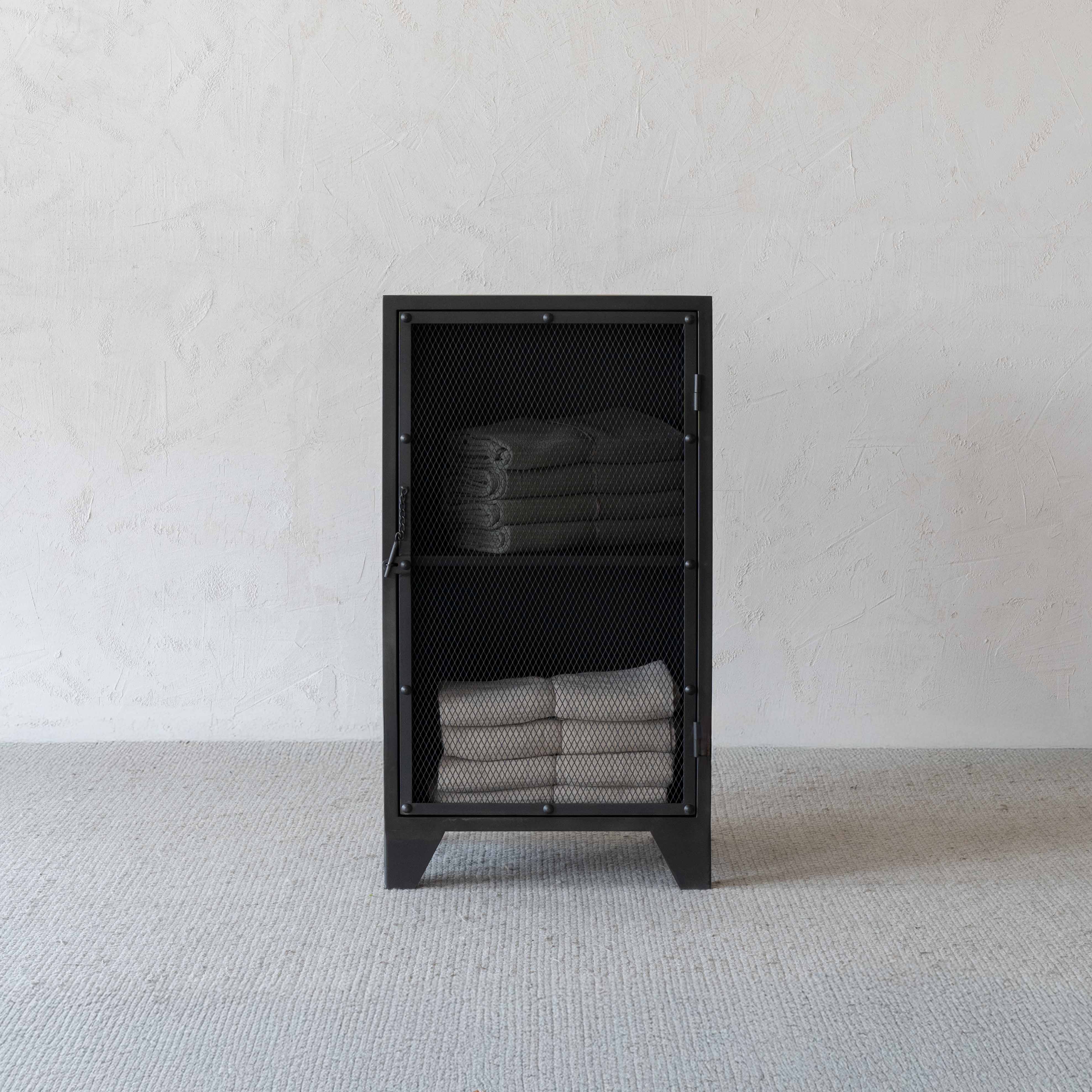 Mesh Front Grey Wash Industrial Bar & Storage Cabinet with Steel Mesh - Cabinets - WS Living Furniture Furniture Store in Dubai