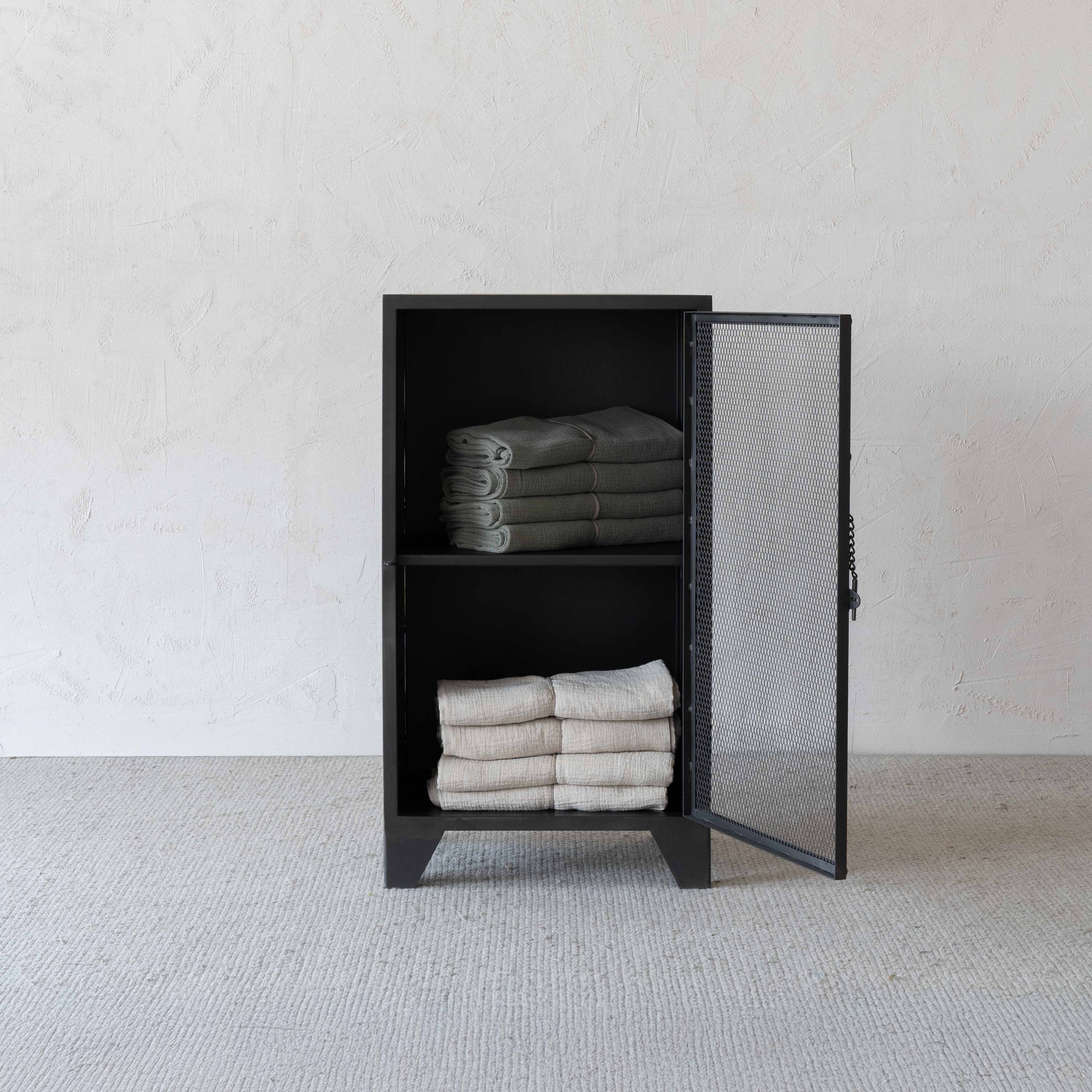 Mesh Front Grey Wash Industrial Bar & Storage Cabinet with Steel Mesh - Cabinets - WS Living Furniture Furniture Store in Dubai