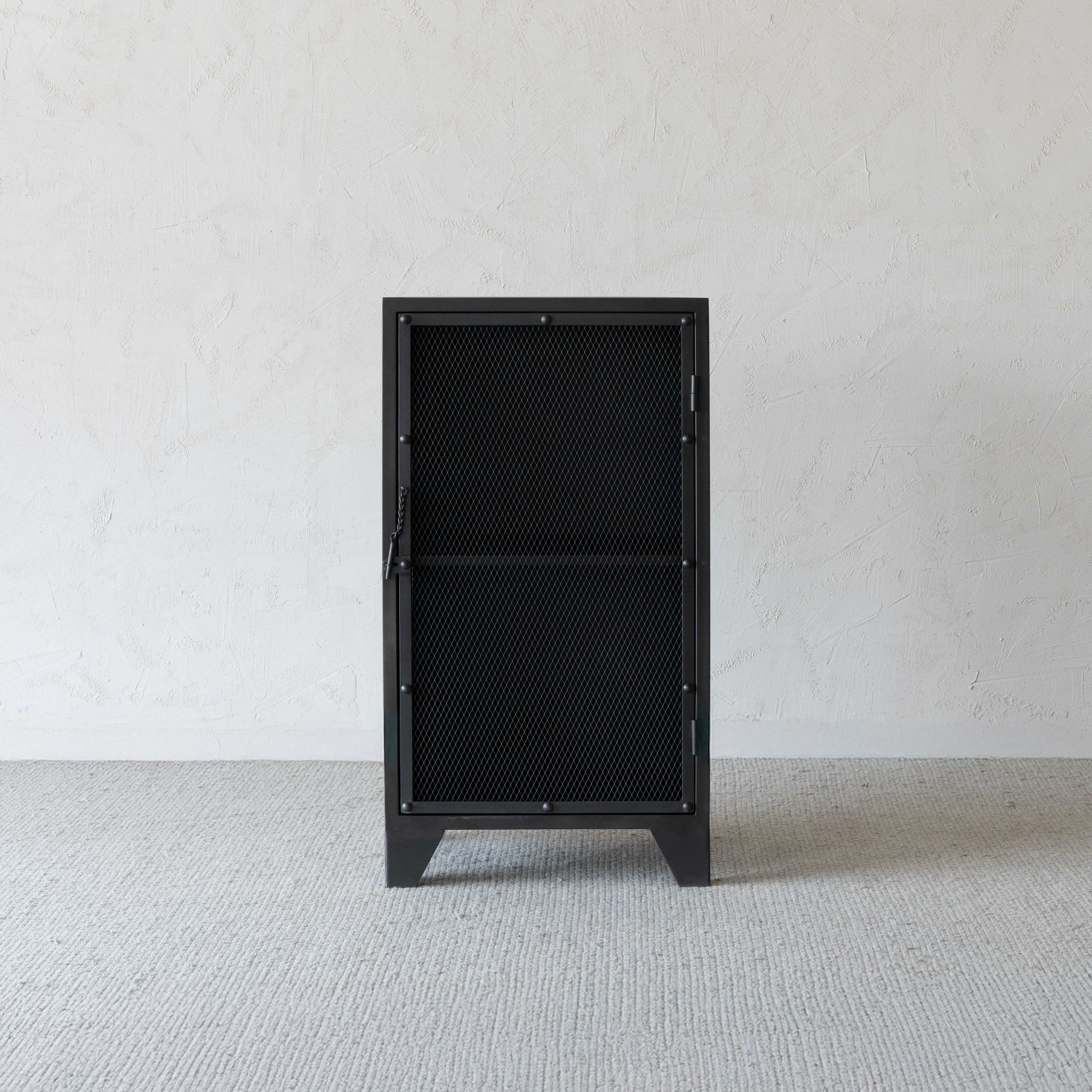 Mesh Front Grey Wash Industrial Bar & Storage Cabinet with Steel Mesh - Cabinets - WS Living Furniture Furniture Store in Dubai