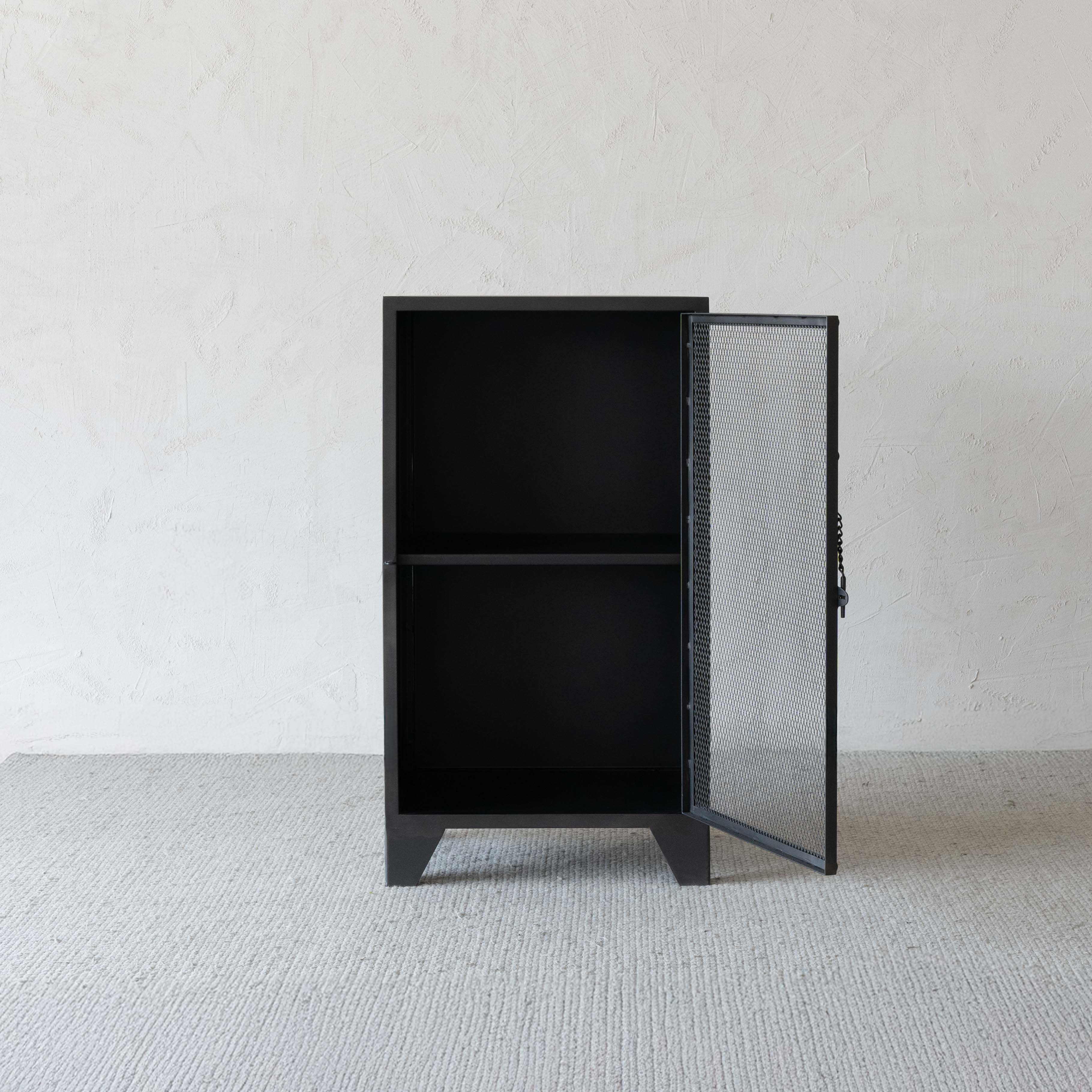 Mesh Front Grey Wash Industrial Bar & Storage Cabinet with Steel Mesh - Cabinets - WS Living Furniture Furniture Store in Dubai
