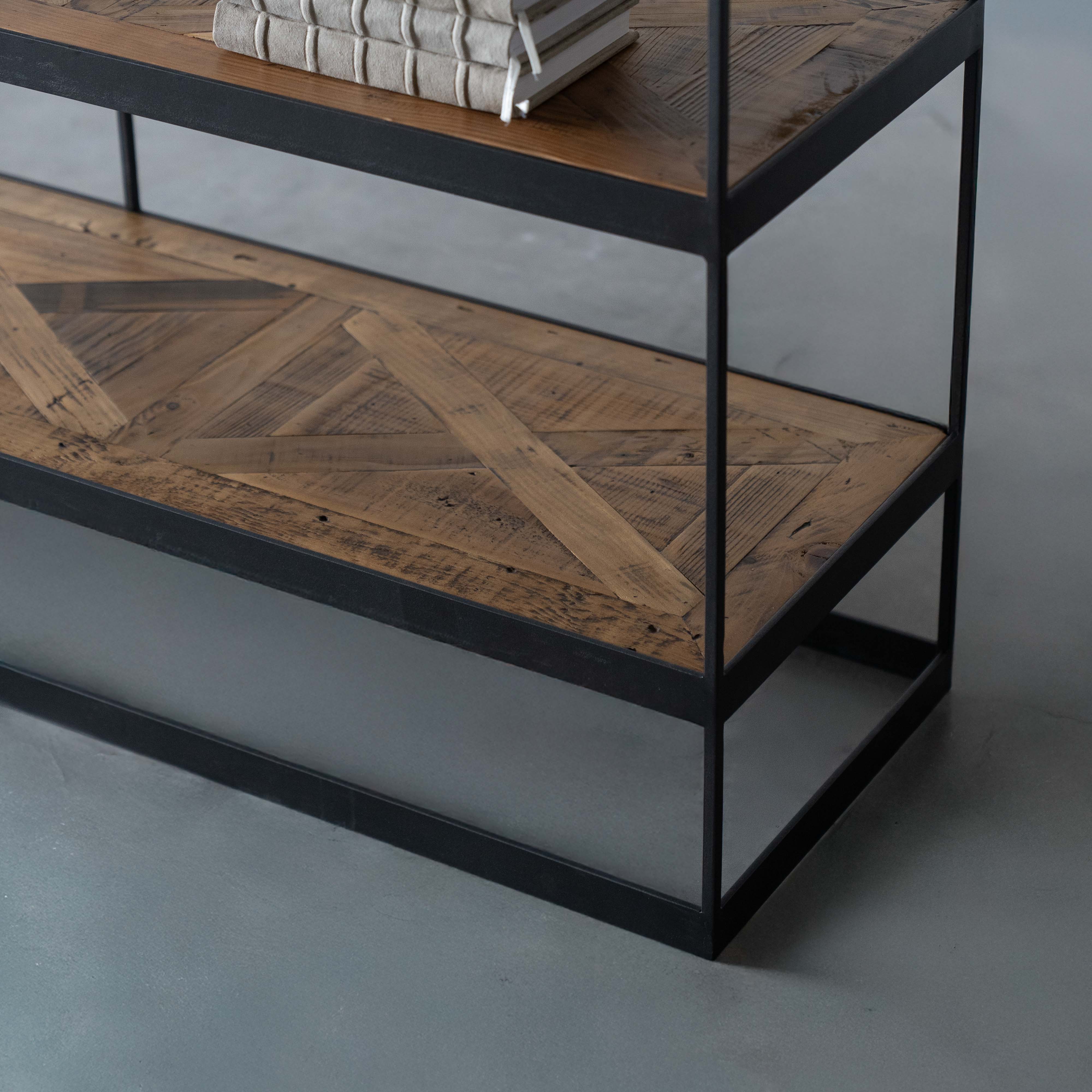 Parquet Wood Console Table - Shelves - WS Living Furniture Furniture Store in Dubai