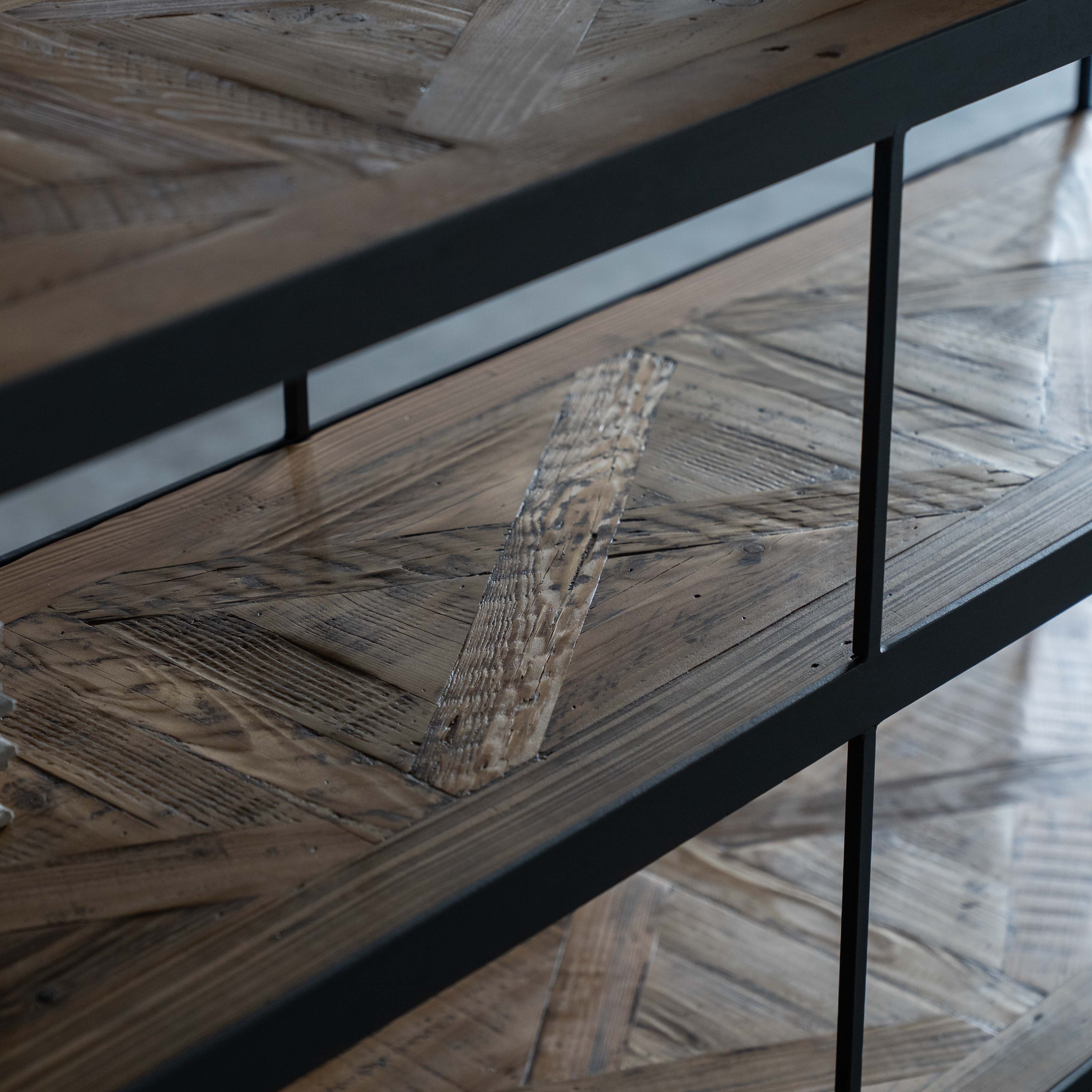 Parquet Wood Console Table - Shelves - WS Living Furniture Furniture Store in Dubai