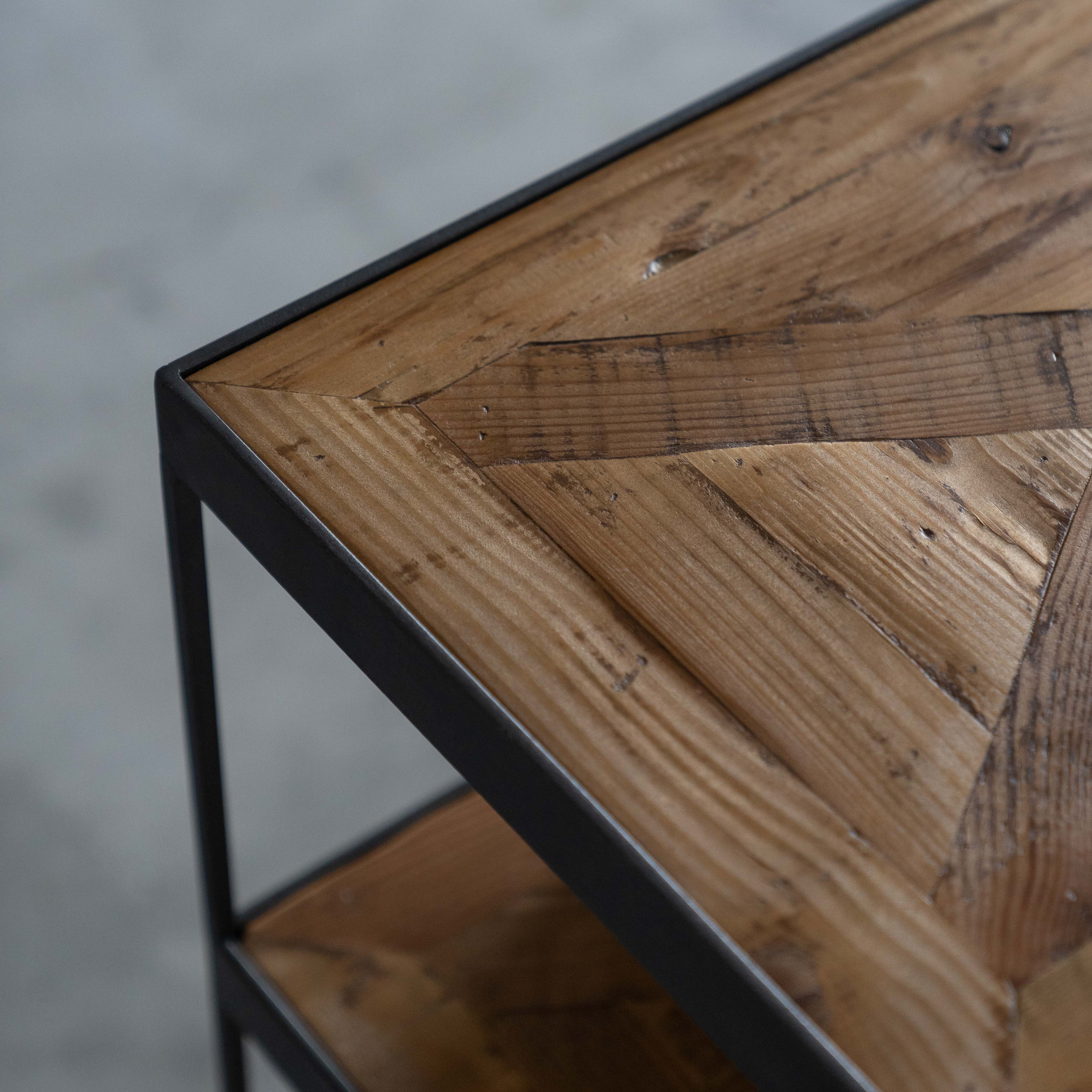 Parquet Wood Console Table - Shelves - WS Living Furniture Furniture Store in Dubai
