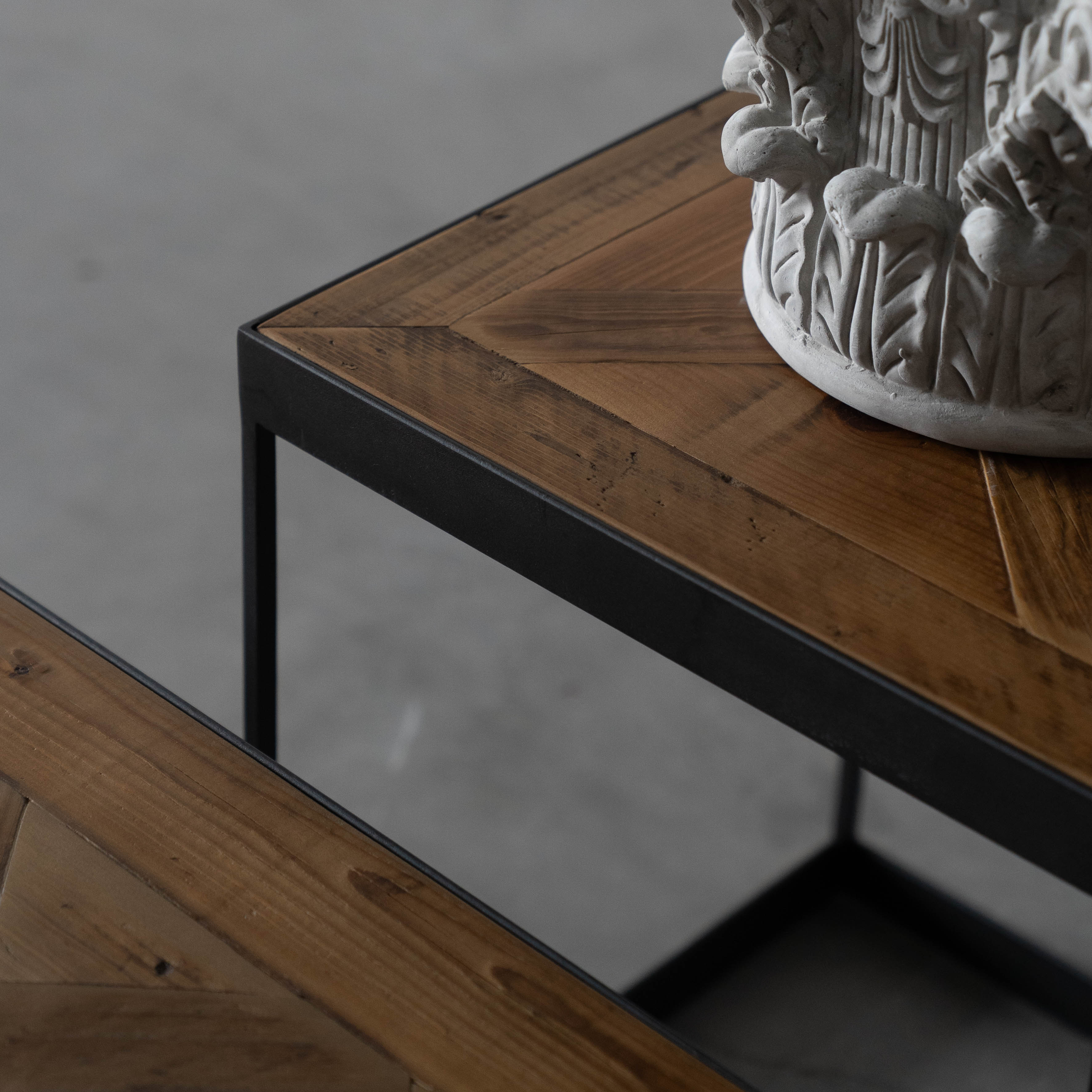 Parquet Wood Side Table - Side Tables - WS Living Furniture Furniture Store in Dubai