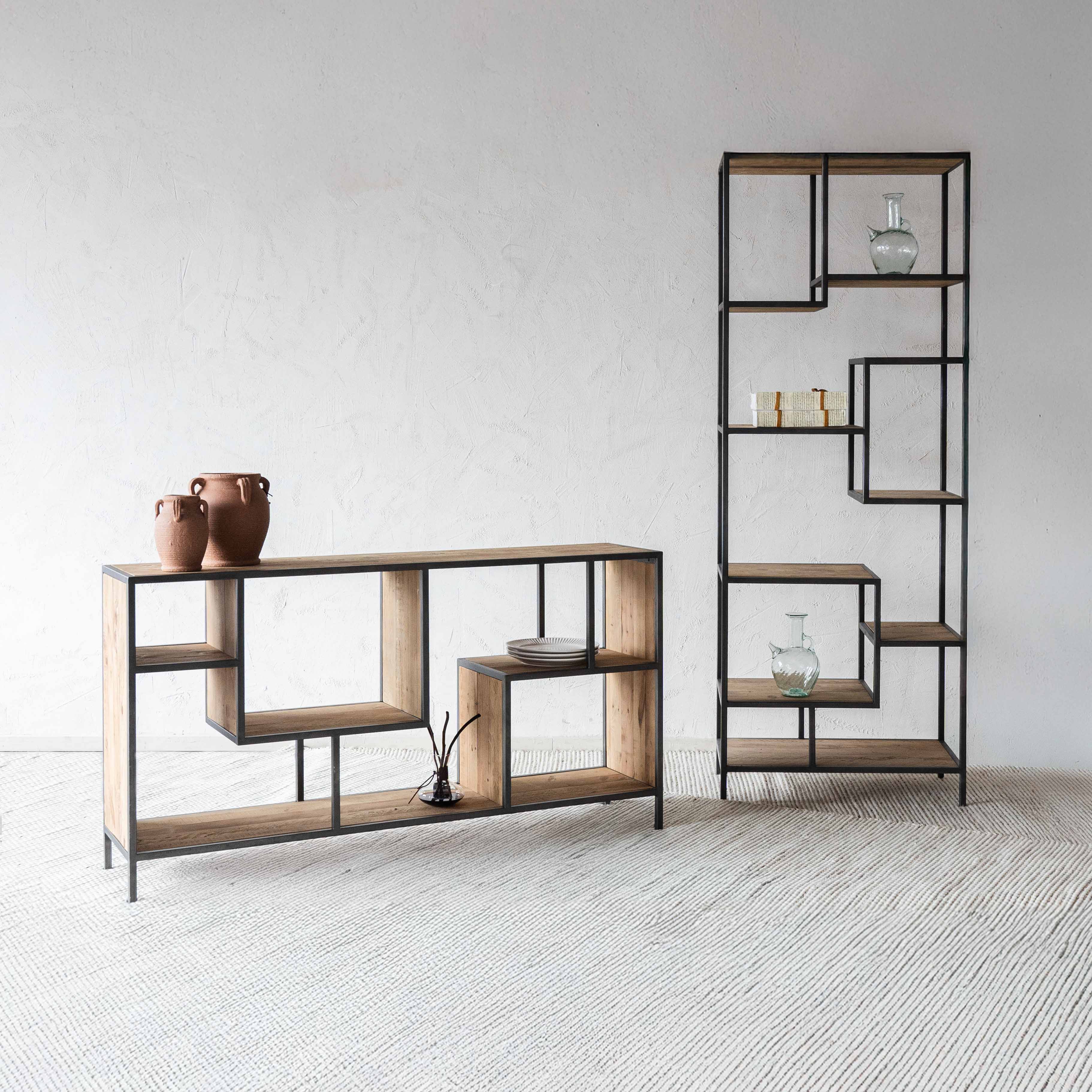 Fortis Industrial Solid Wood Book Shelf - Shelves - WS Living Furniture Furniture Store in Dubai