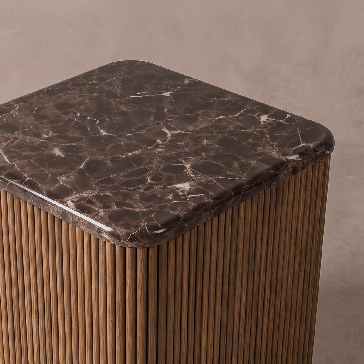 Infinity Dark Emperador Marble SIDE Table - NATURAL