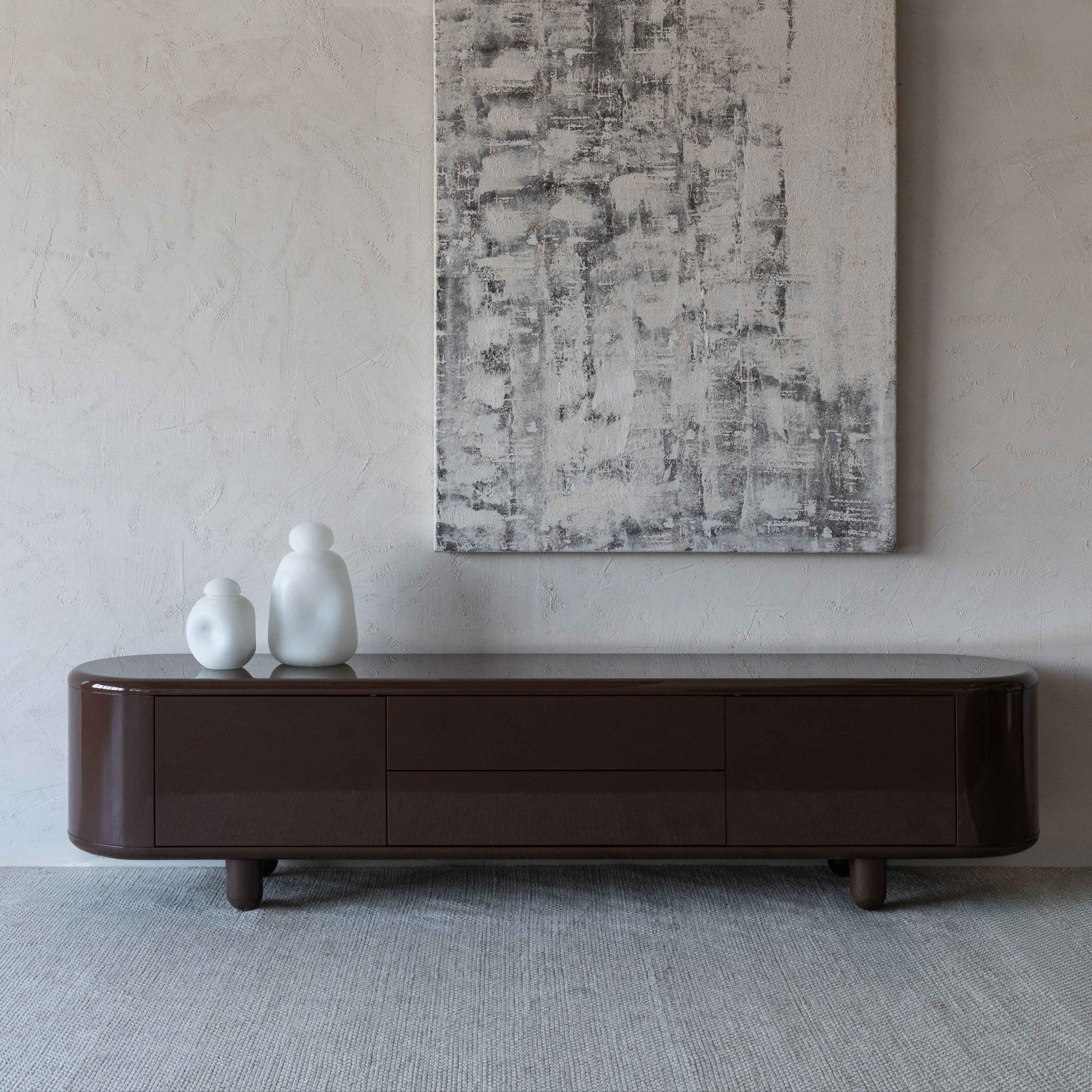 Isadora Brown High Gloss Modern Tv Unit - 986F2.4 -BC68 - TV Units - WS Living Furniture Furniture Store in Dubai