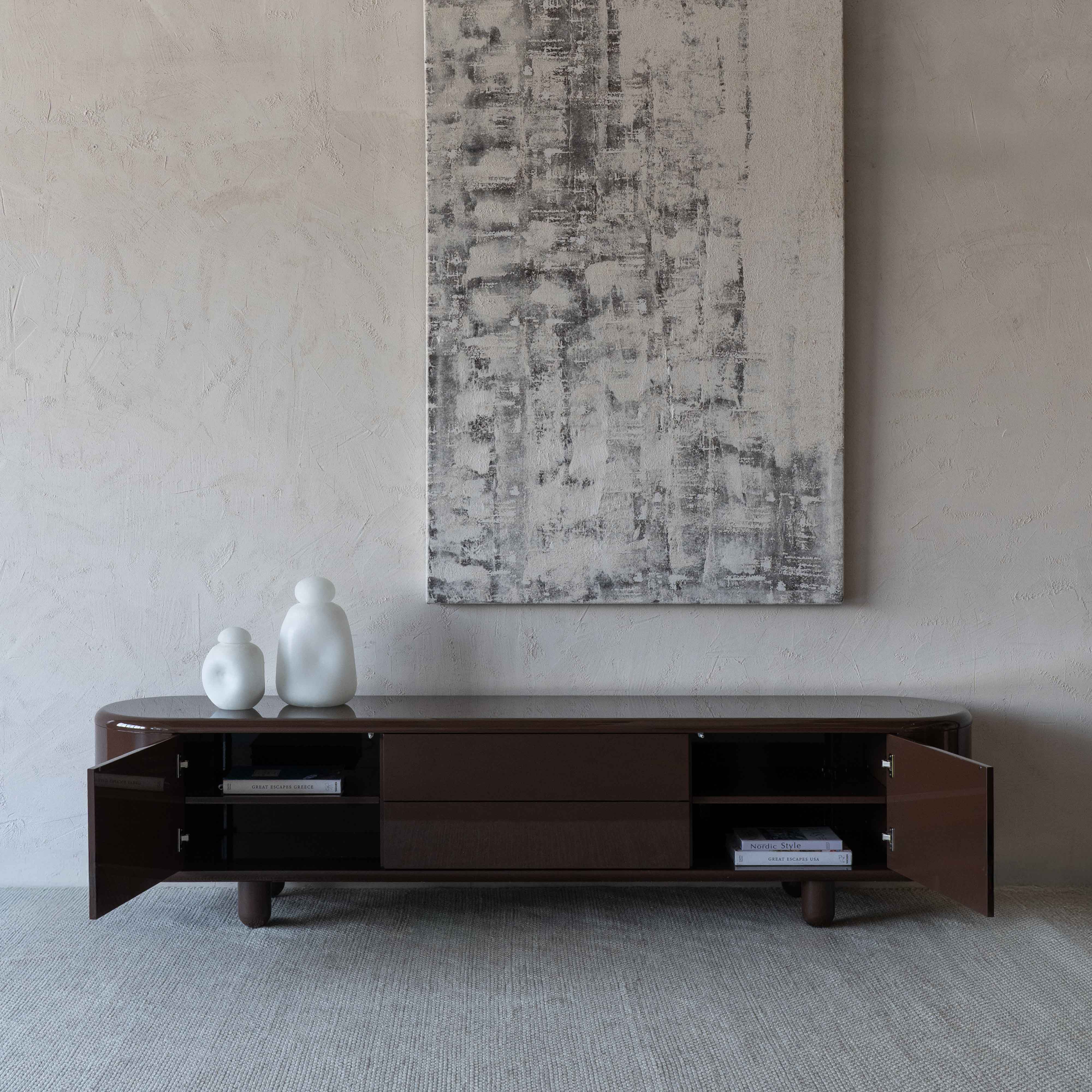 Isadora Brown High Gloss Modern Tv Unit - 986F2.4 -BC68 - TV Units - WS Living Furniture Furniture Store in Dubai