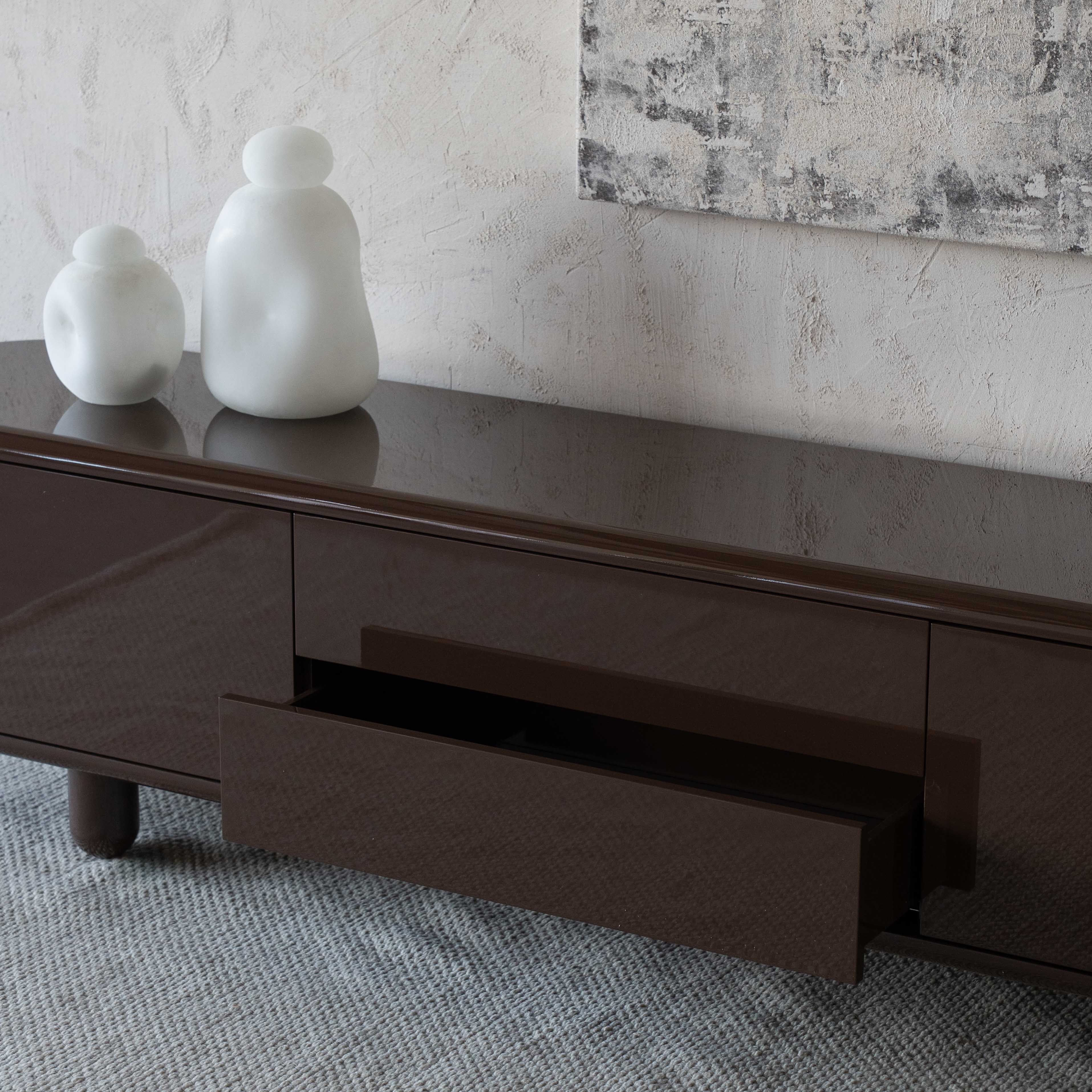 Isadora Brown High Gloss Modern Tv Unit - 986F2.4 -BC68 - TV Units - WS Living Furniture Furniture Store in Dubai