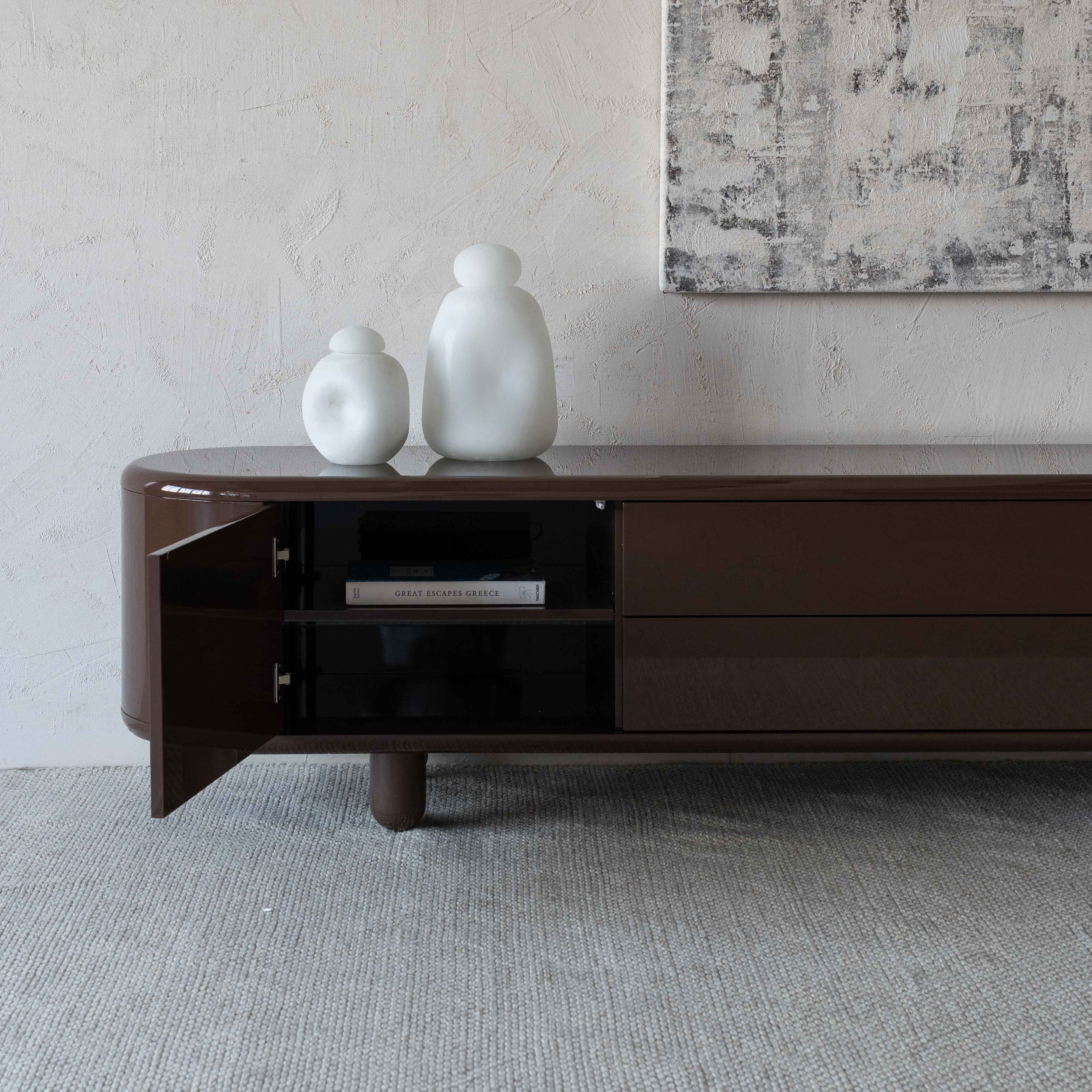 Isadora Brown High Gloss Modern Tv Unit - 986F2.4 -BC68 - TV Units - WS Living Furniture Furniture Store in Dubai