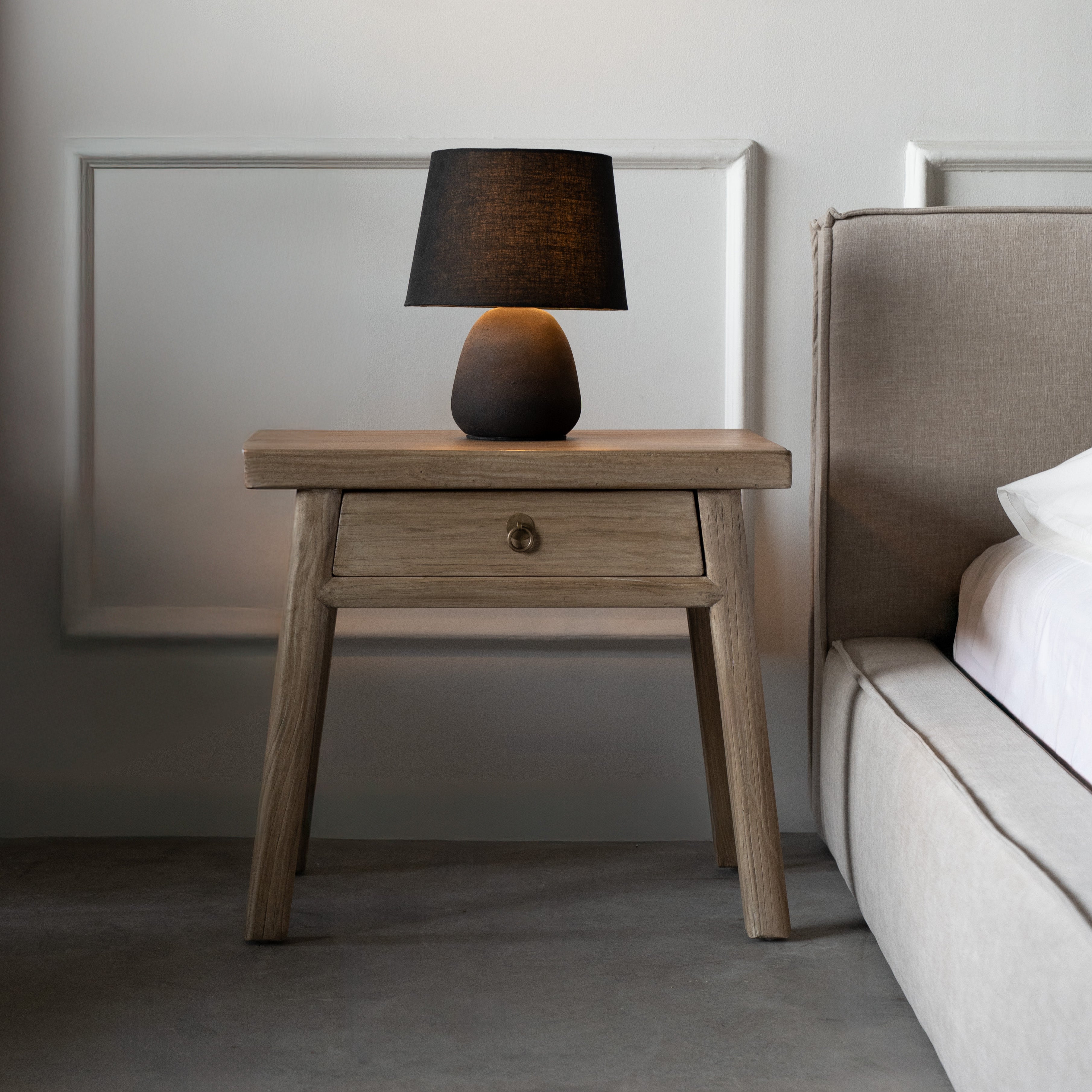 Velric Elm Wood Bed Side Table W/Drawers - Side Table - WS Living Furniture Furniture Store in Dubai