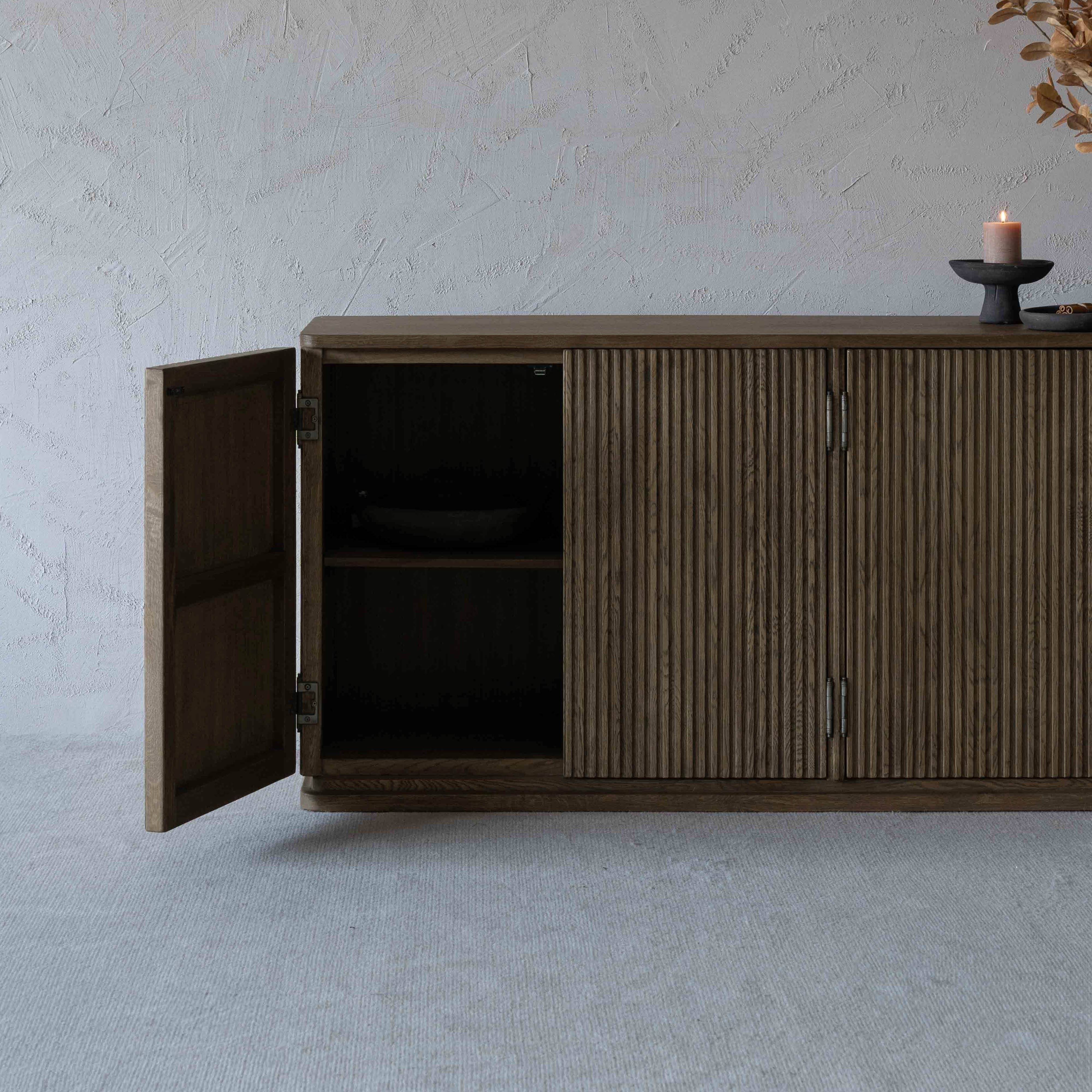Jessa Solid Oak Wood Modern Sideboard | Storage Cabinet