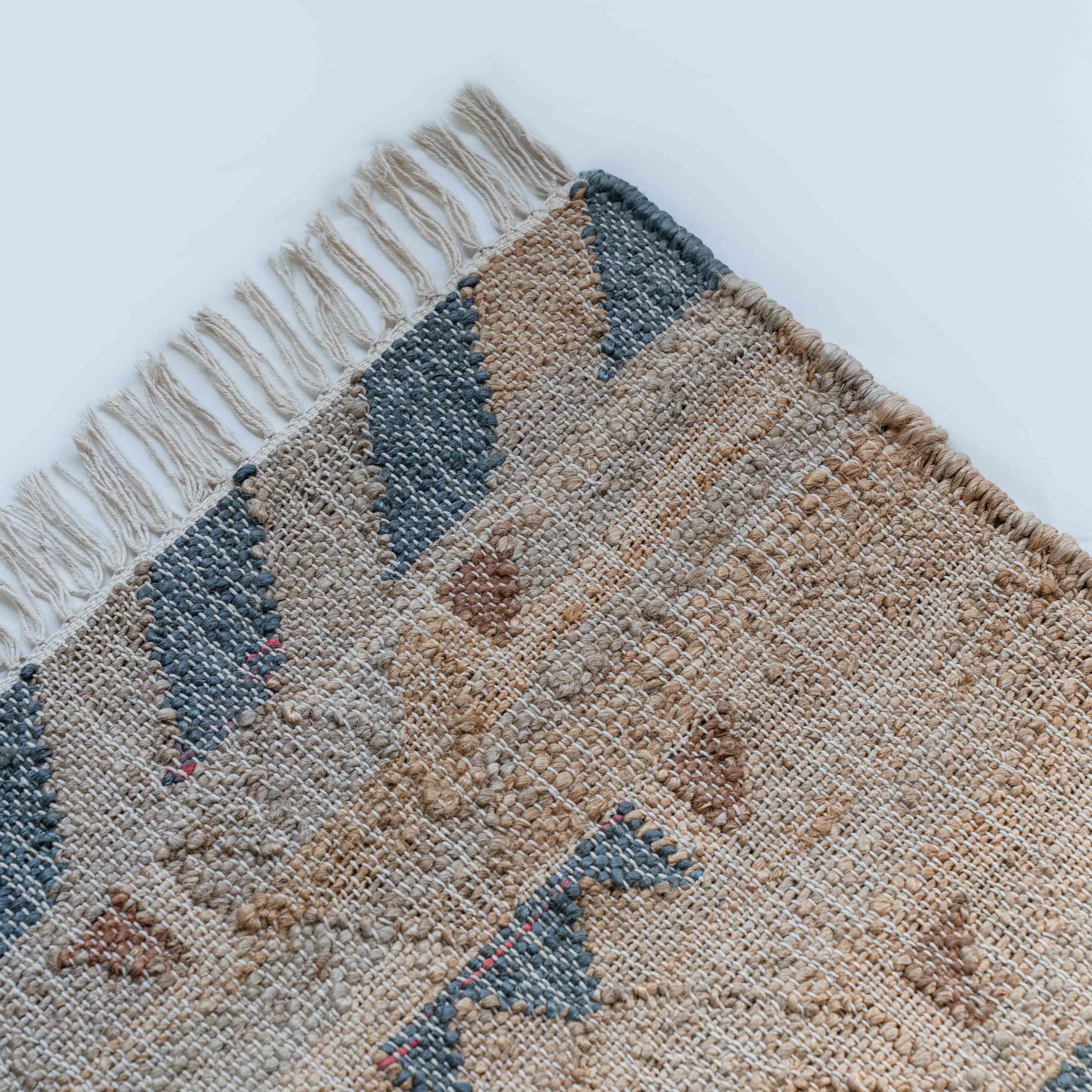 سجادة بانجا من الجوت (TLR0063) سجادة صوفية مصنوعة يدوياً باللون الأزرق المخضر