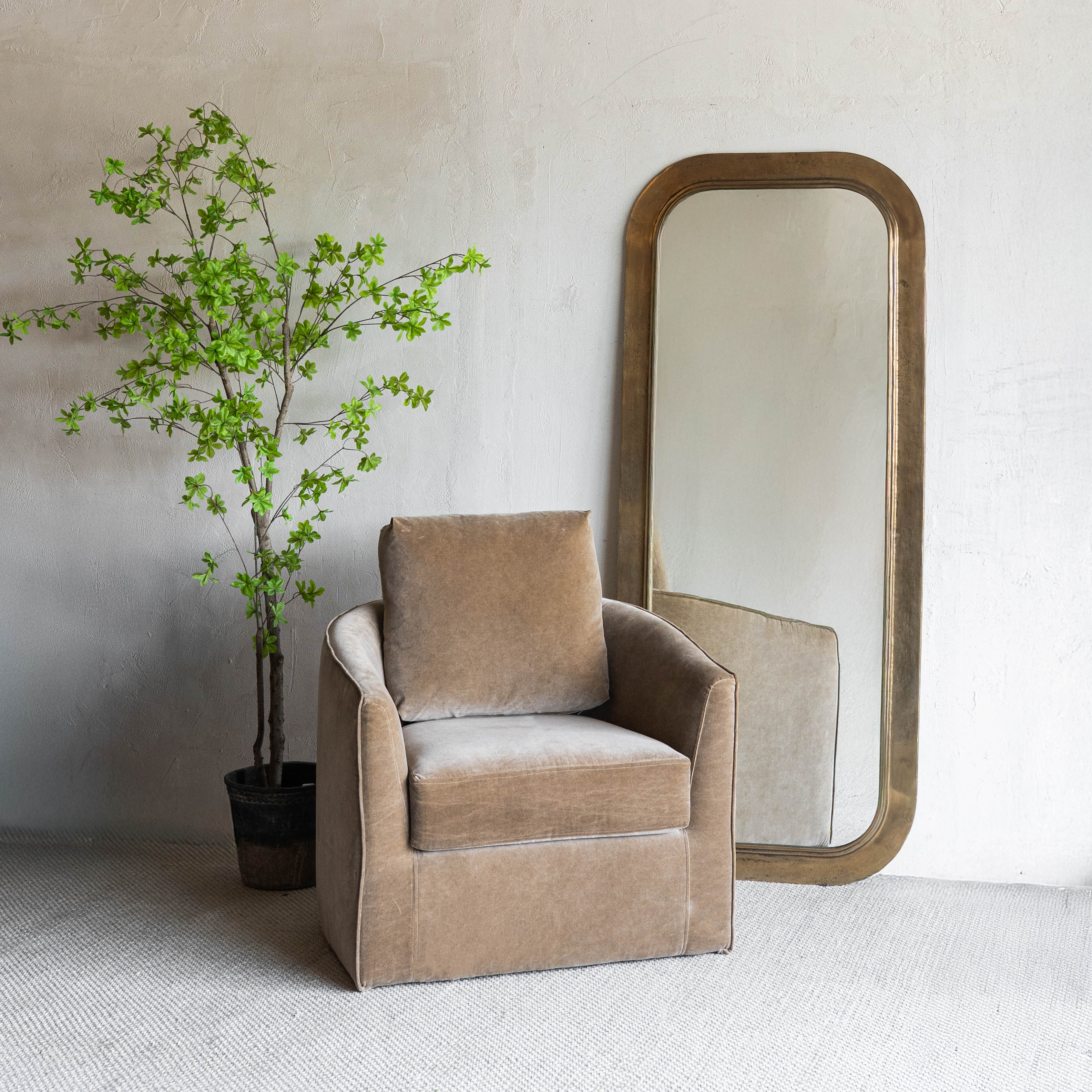 Kaira Modern Swivel Armchair - Camel Brown