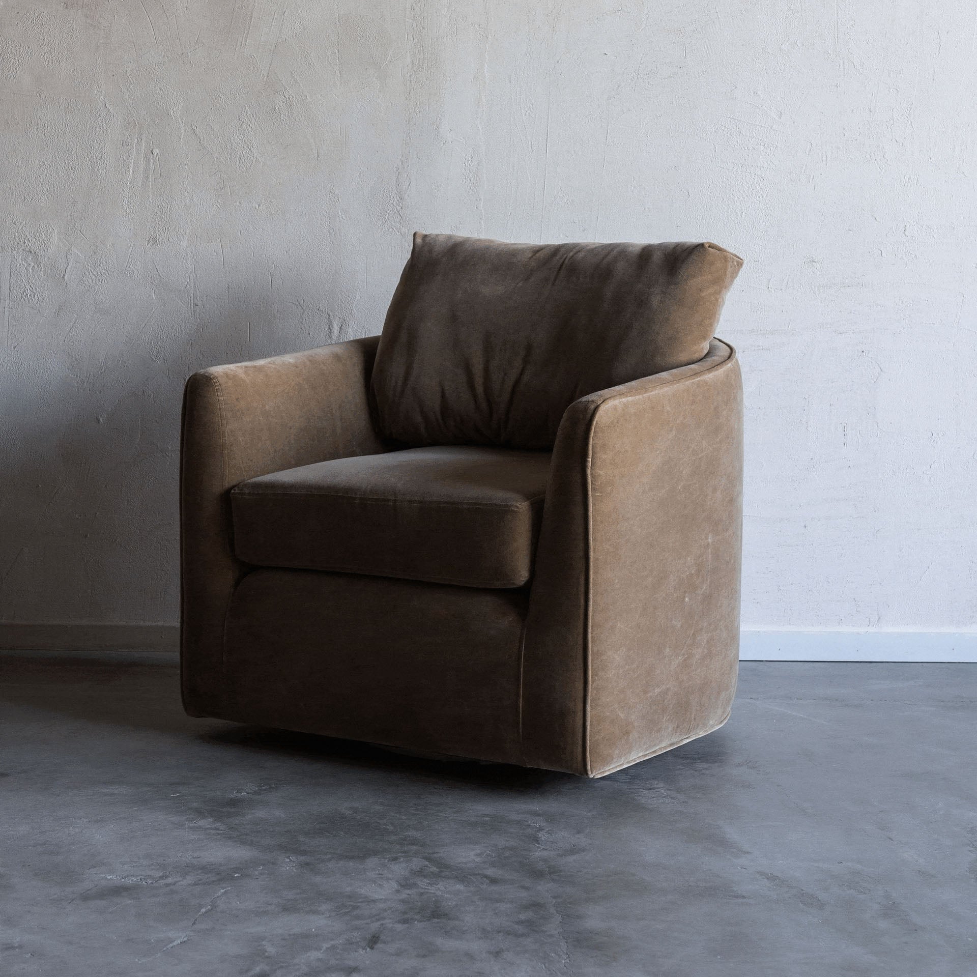 Kaira Modern Swivel Armchair - Camel Brown