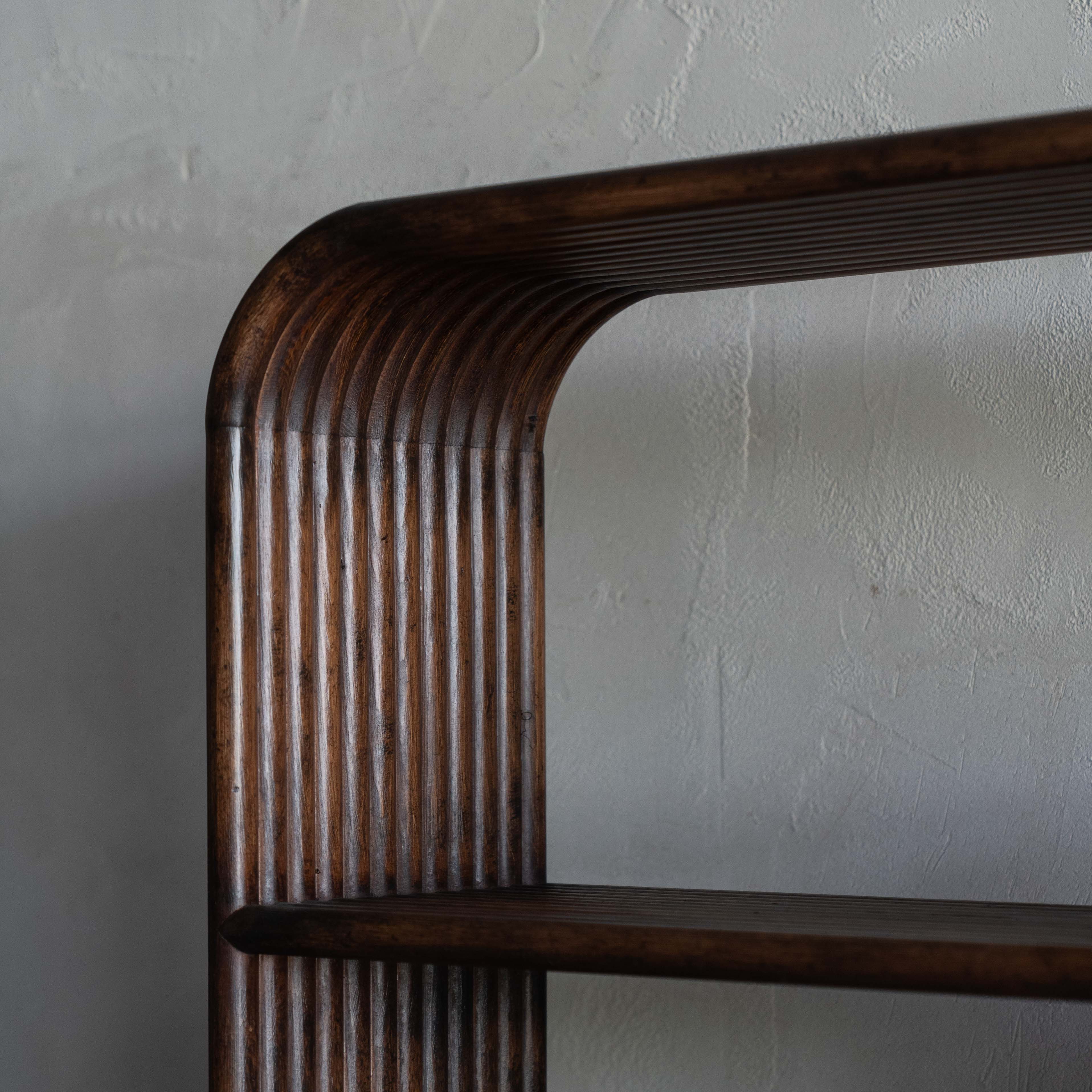 Kallum Mid-century Ribbed Wood Book Shelf - Shelves - WS Living Furniture Furniture Store in Dubai