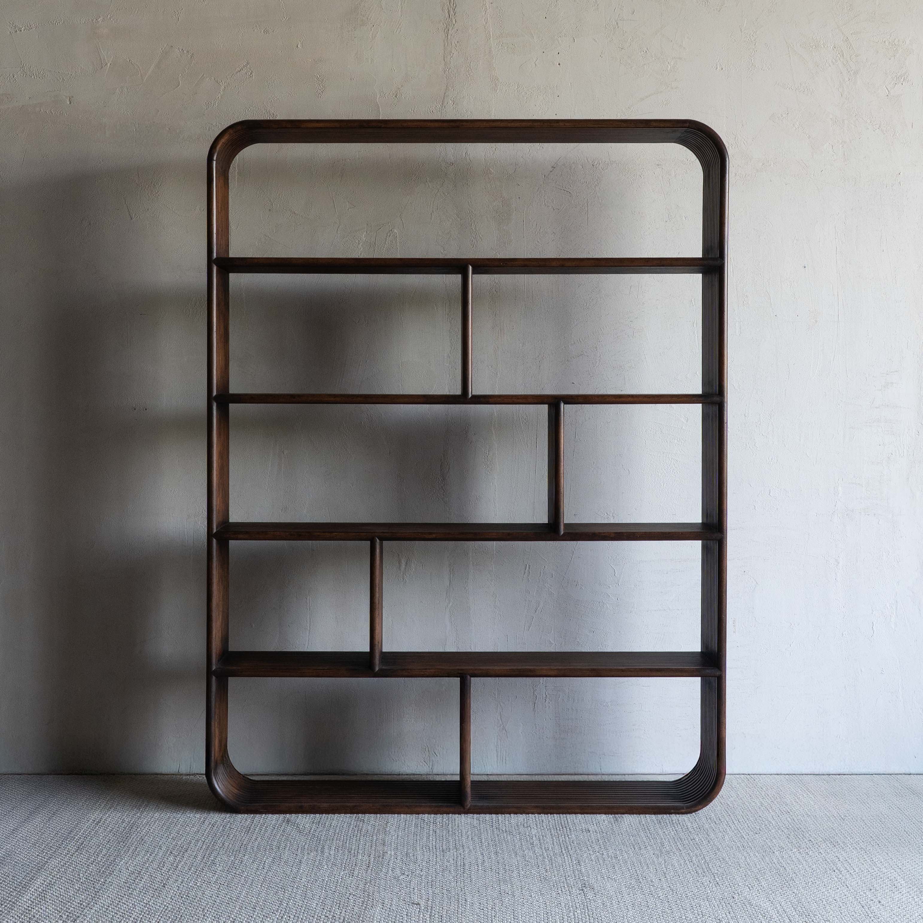 Kallum Mid-century Ribbed Wood Book Shelf - Shelves - WS Living Furniture Furniture Store in Dubai