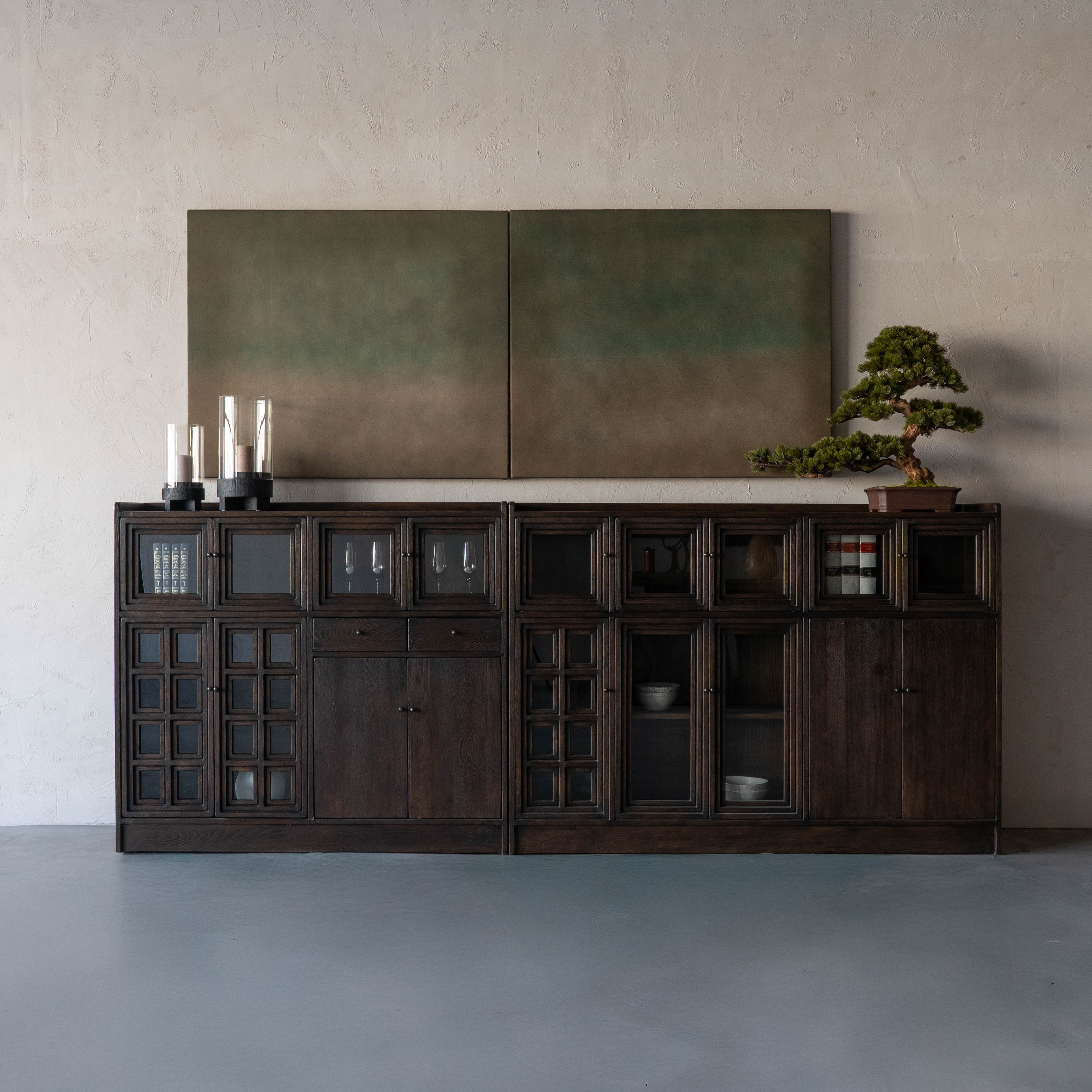 Kylo Dark Wood and Glass Mid Century Cabinet - Cabinets - WS Living Furniture Furniture Store in Dubai